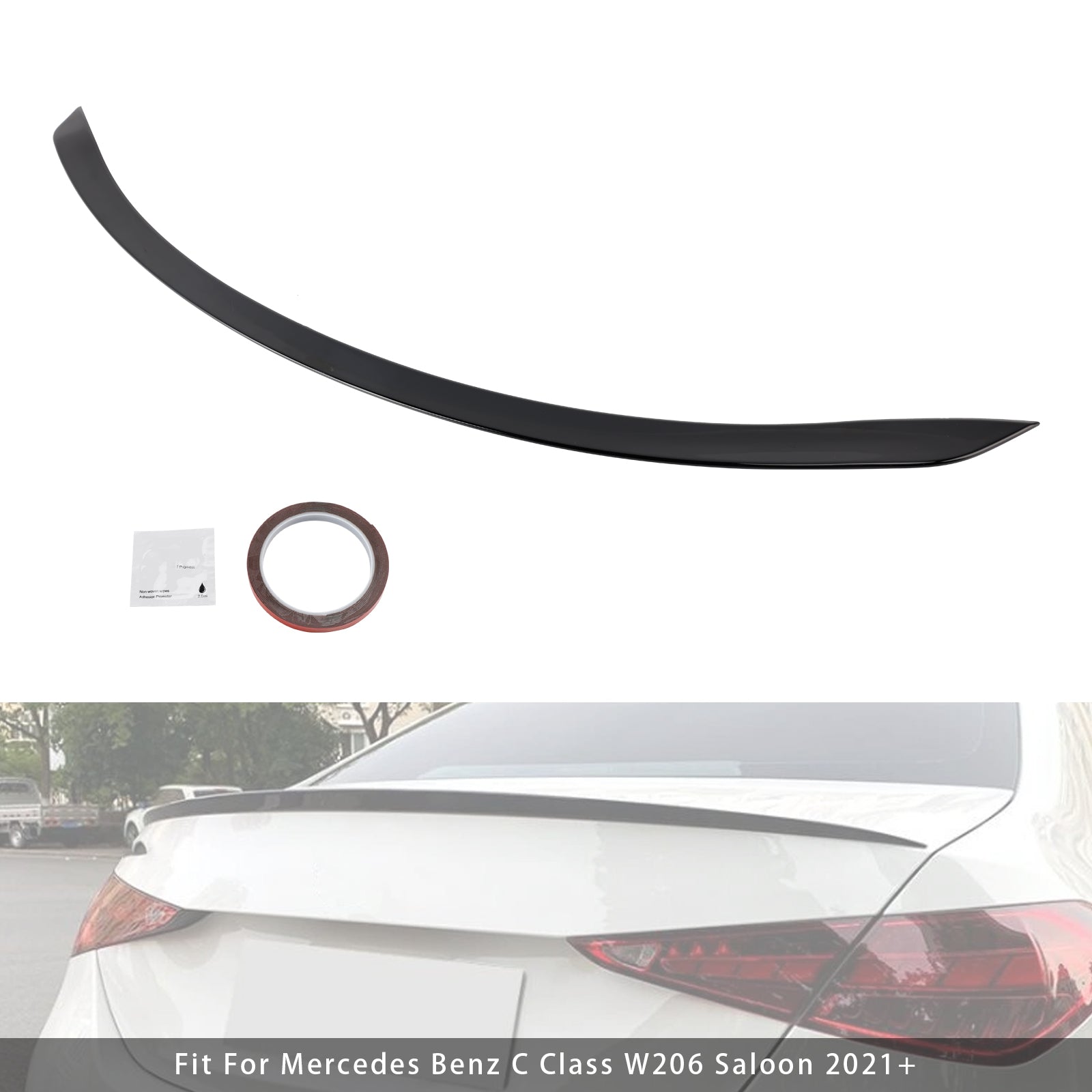 Gloss Black Rear Spoiler For Mercedes-Benz C-Class W206 C63 S Style 2021+