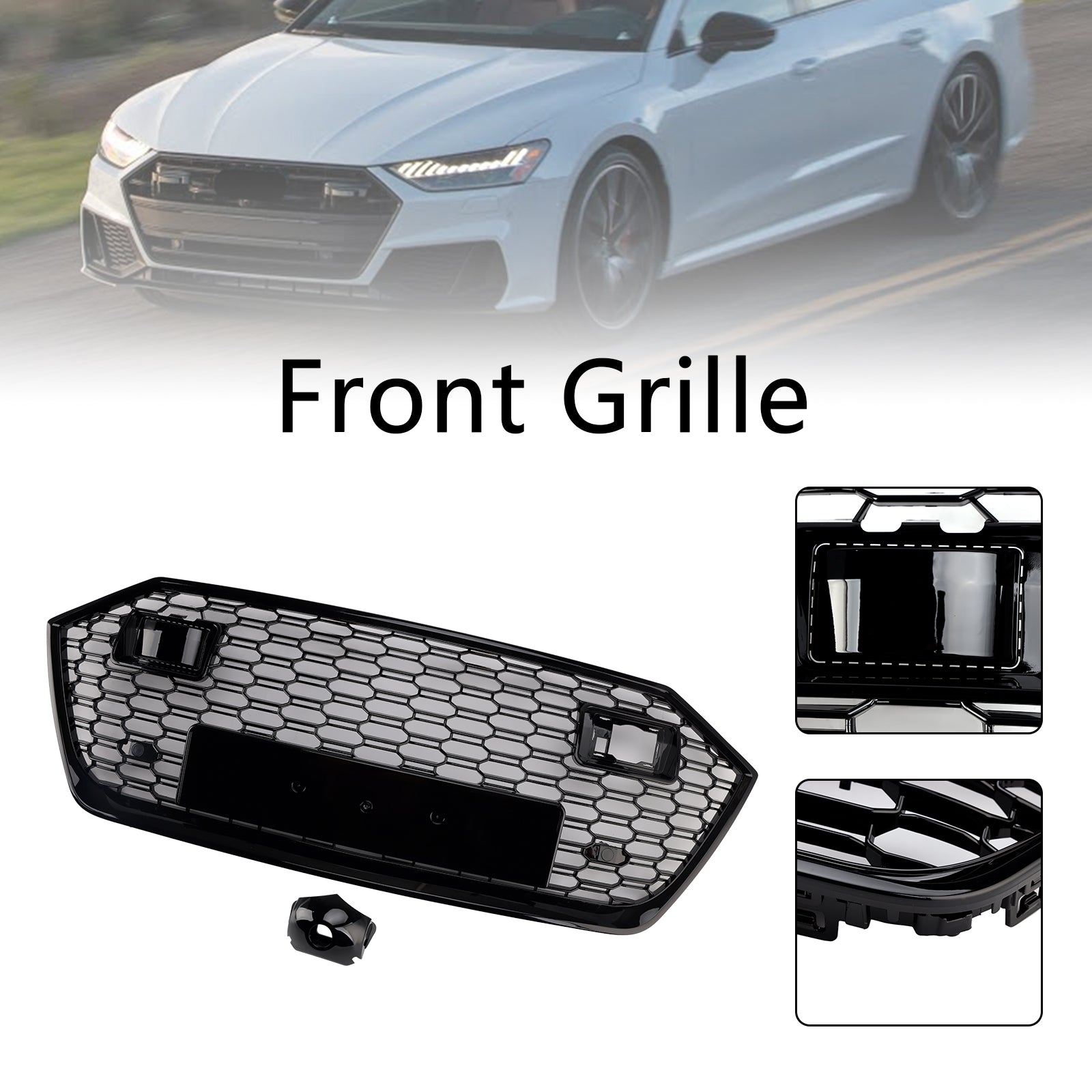 2019-2024 Front Bumper Grille Grill Fit Audi A7 C8 S7 W/ACC Black