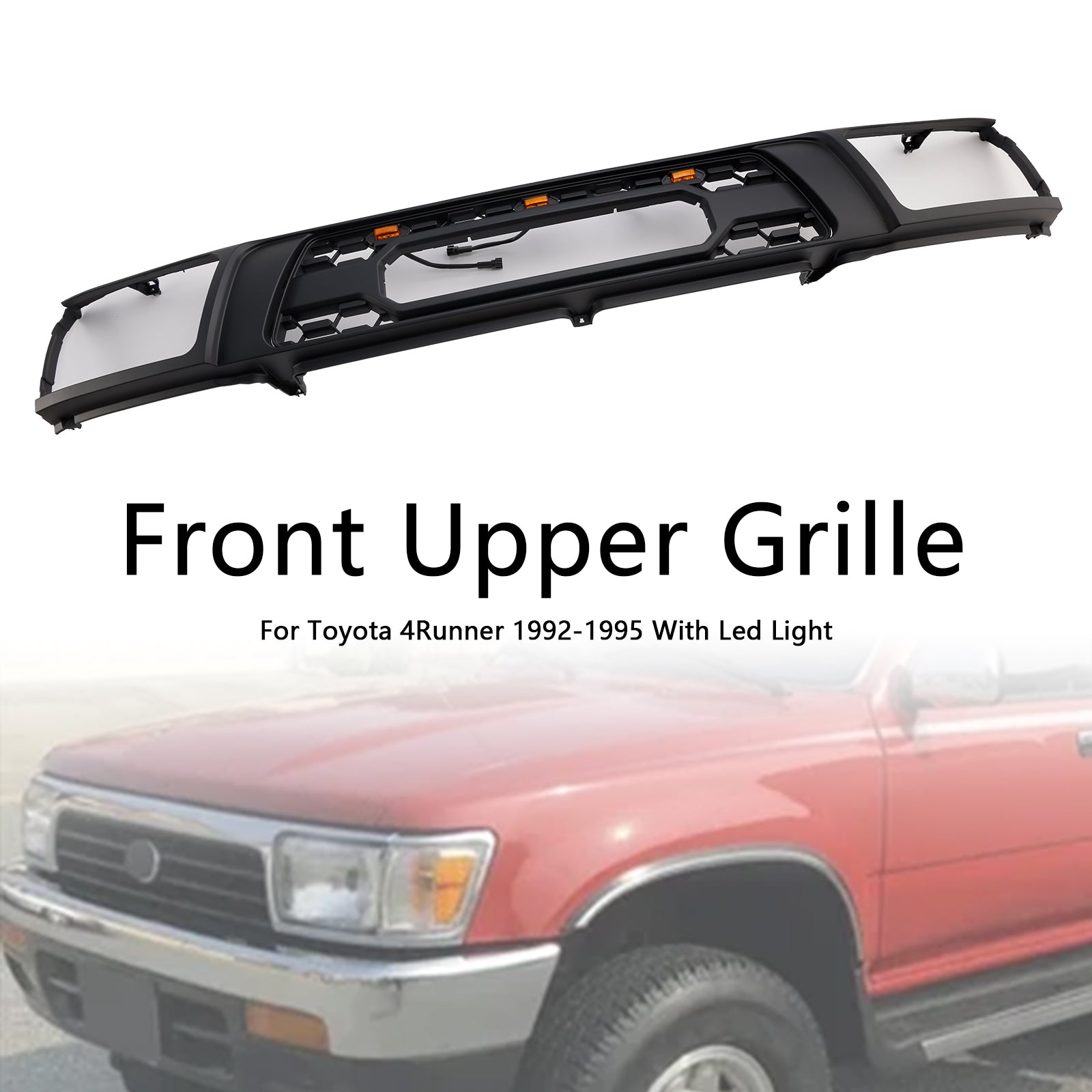 1992-1995 Toyota 4Runner With Led Matte Black Front Bumper Grill Grille