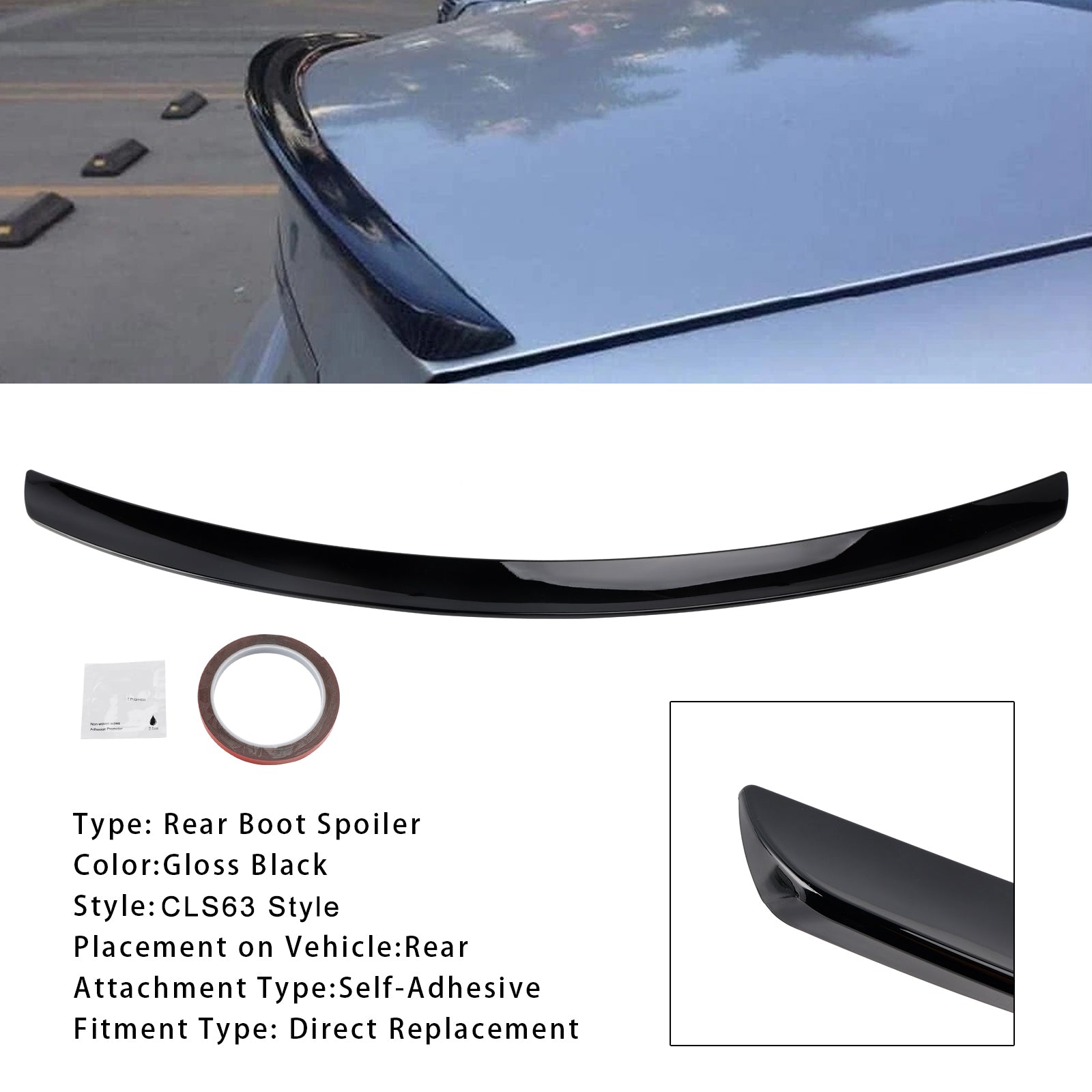 Gloss Black Rear Boot Spoiler For Mercedes-Benz CLS-Class W219 CLS63 Style 2005-2010
