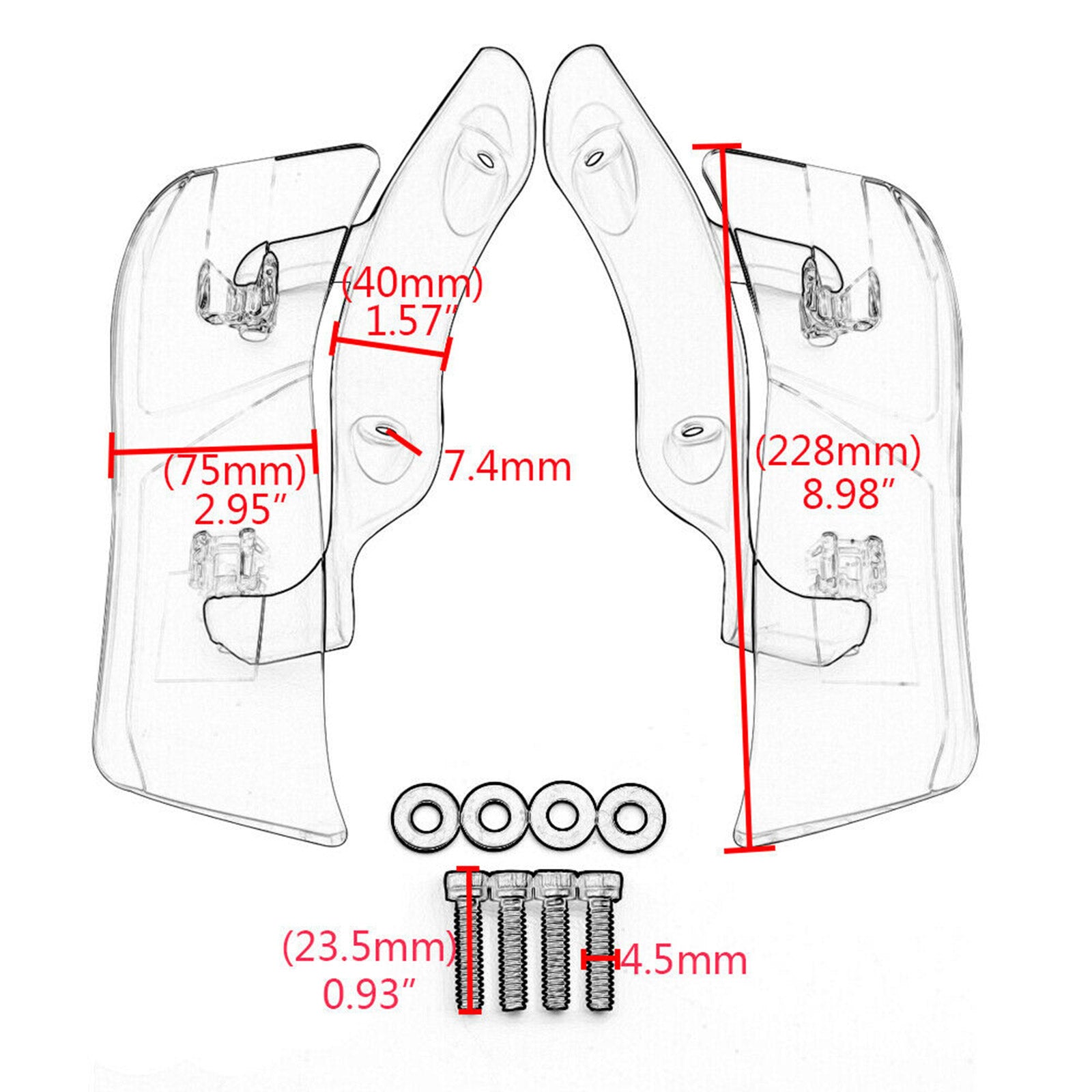 Adjustable Upper Fairing Side Wind Air Deflector For Road Glide 2015-2023 Generic Black Smoke