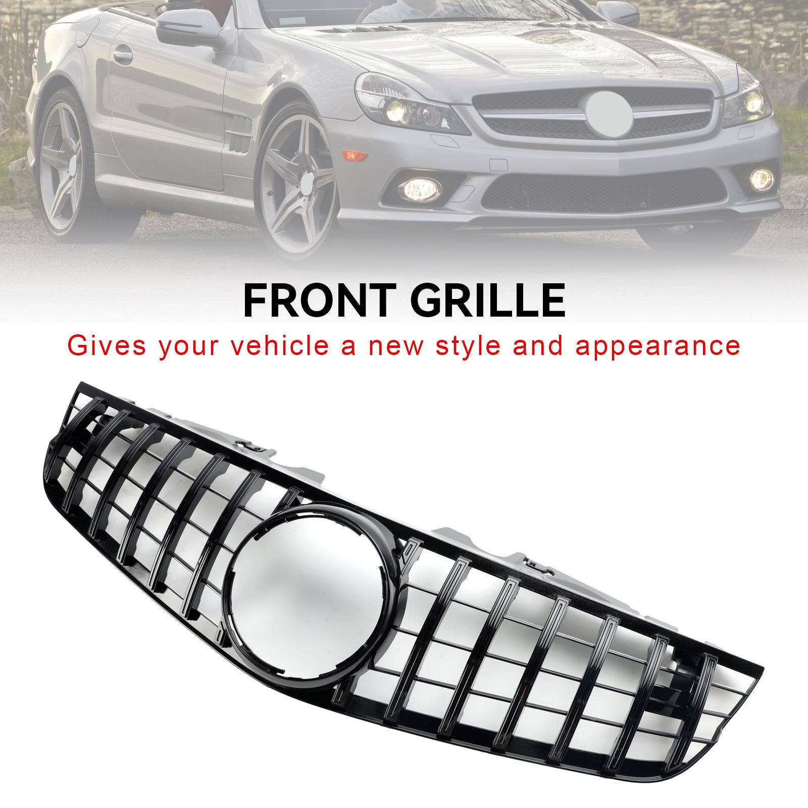 Front Bumper Upper Grill Fit Mercedes SL-Class R230 SL550 SL600 2009-2012