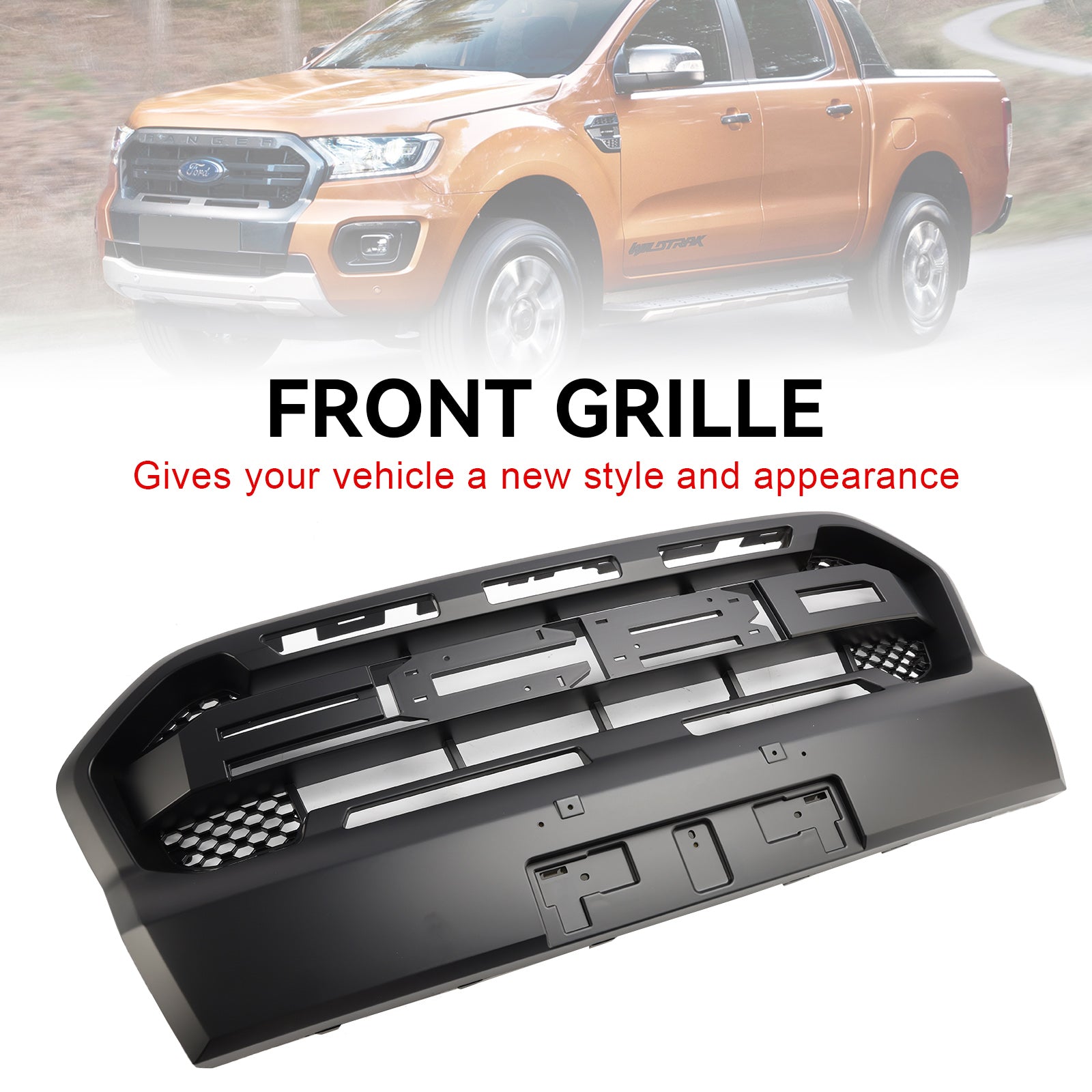 Ford Ranger 2019-2023 T8 Matt Black Ranger Raptor Style Front Bumper Grille