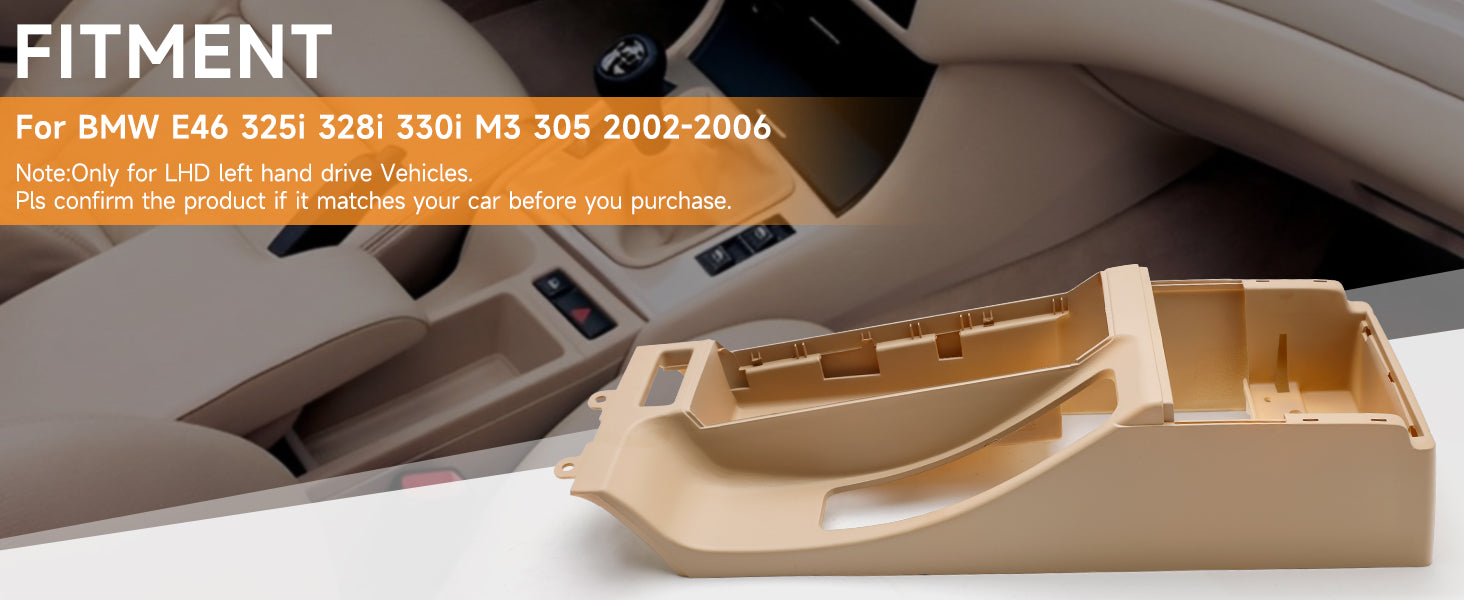2002-2006 BMW E46 325i 328i Center Console Armrest Trim Base For Left Hand Drive