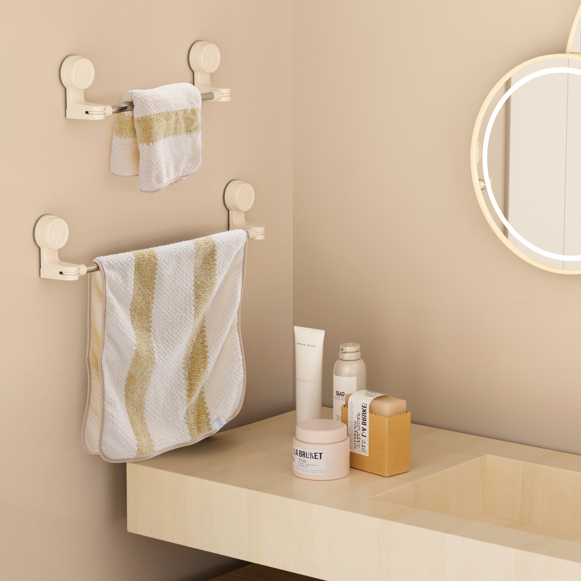 2x RV Shower Corner Storage Bar  Adjustable Stainless Steel Rod 11.8-23.6 inches