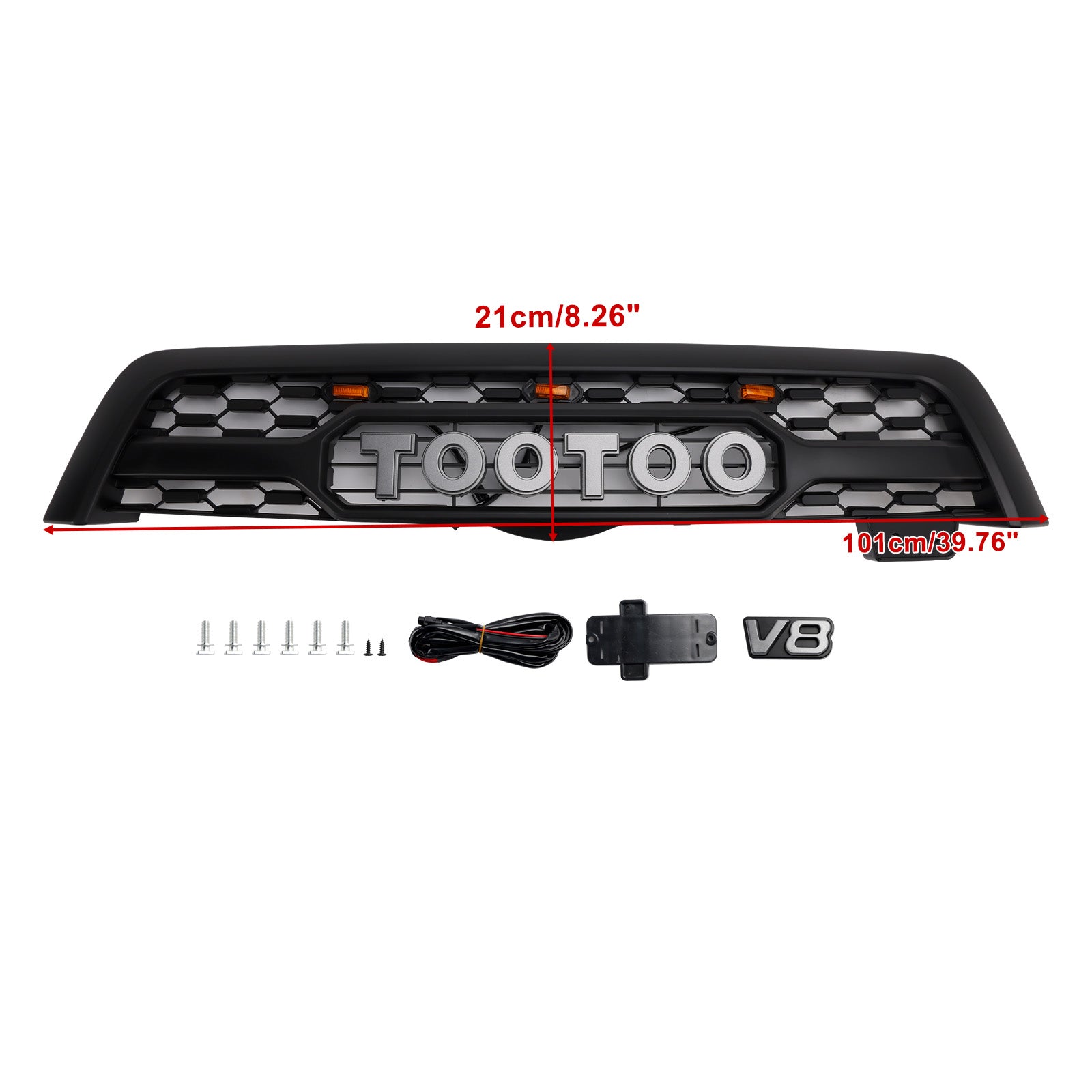 Matte Black Front Bumper Grill Grille Fit Toyota Sequoia 2005-2007 W/ Led Light