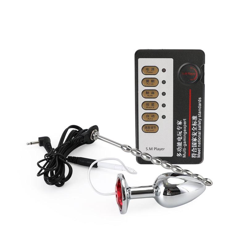 1Set anal plug with crystal 1 x dilator electrostimulator stainless steel