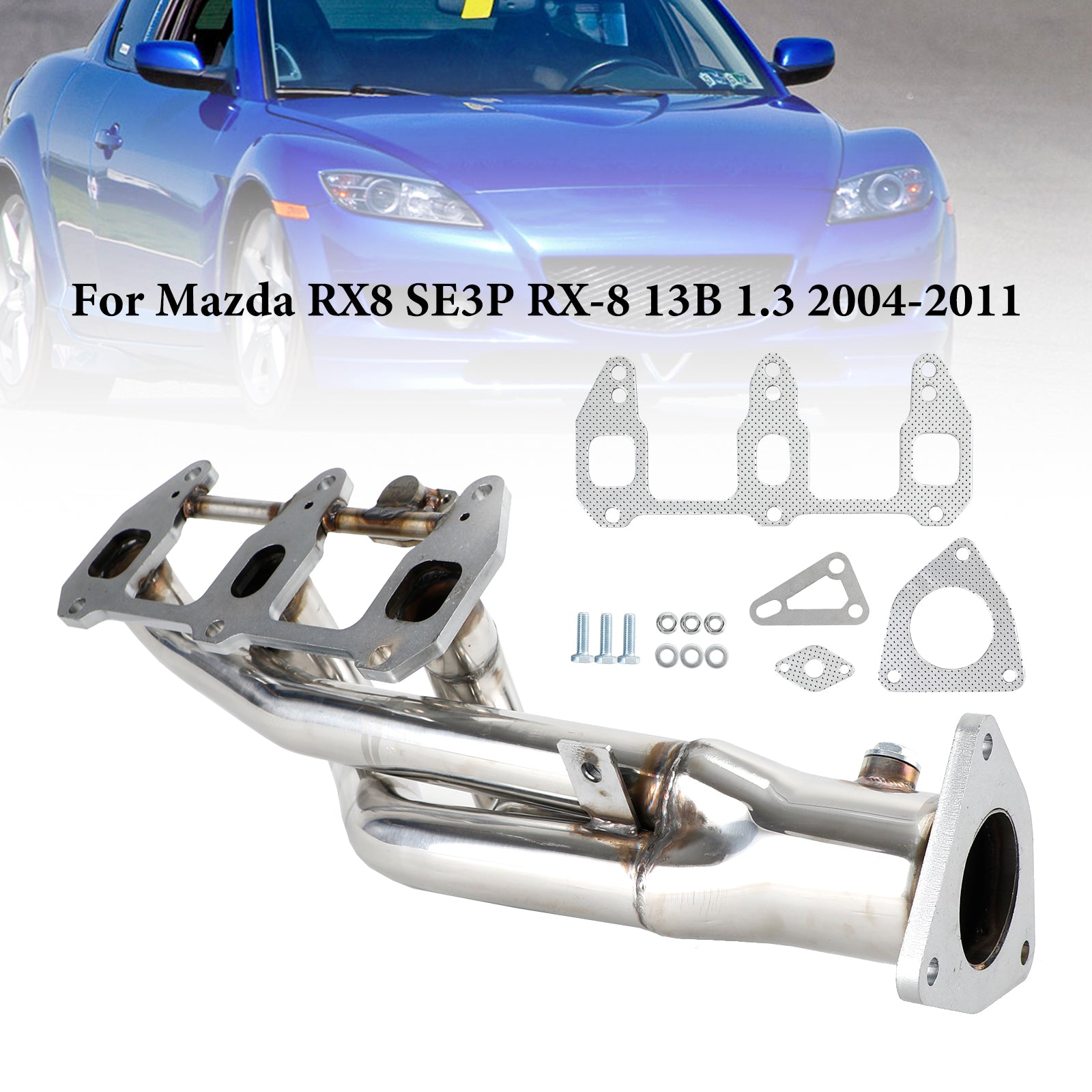 Stainless steel Exhaust Header fit Mazda RX8 RX-8 R3 GT Grand 2004-2011