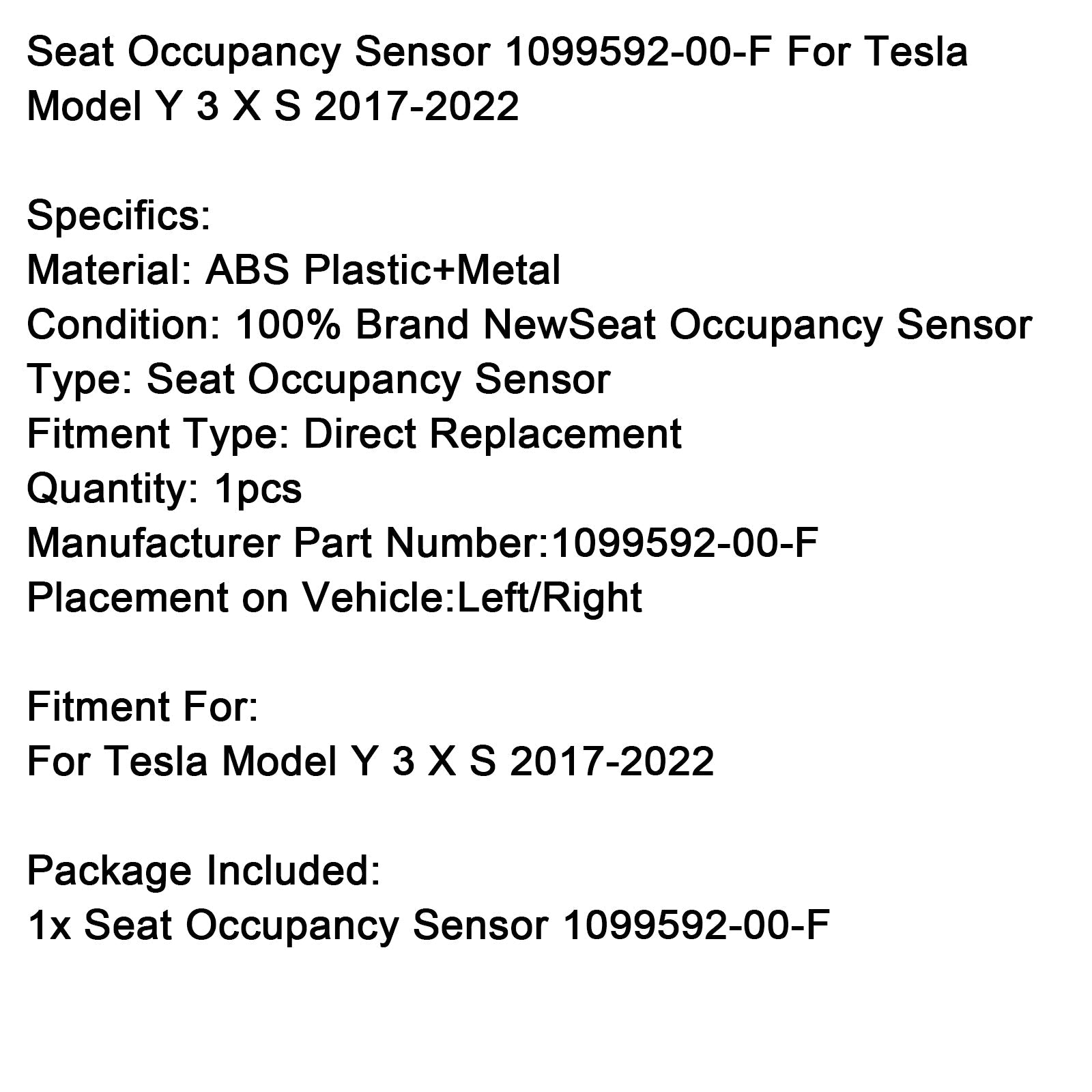 2017-2022 Tesla Model Y 3 X S Seat Occupancy Sensor 1099592-00-F