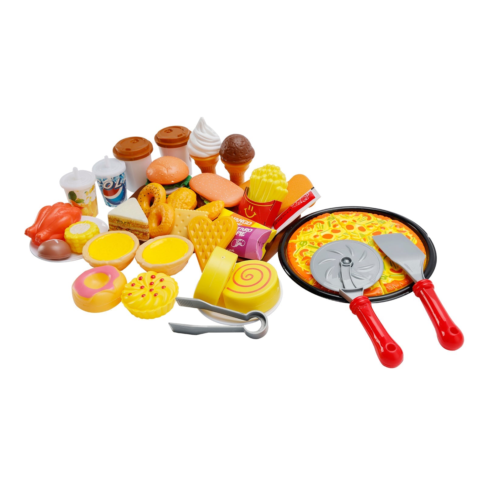 56Pcs Western Kitchen Simulated Food Toys Burger Pizza Children Pretend Toy Set