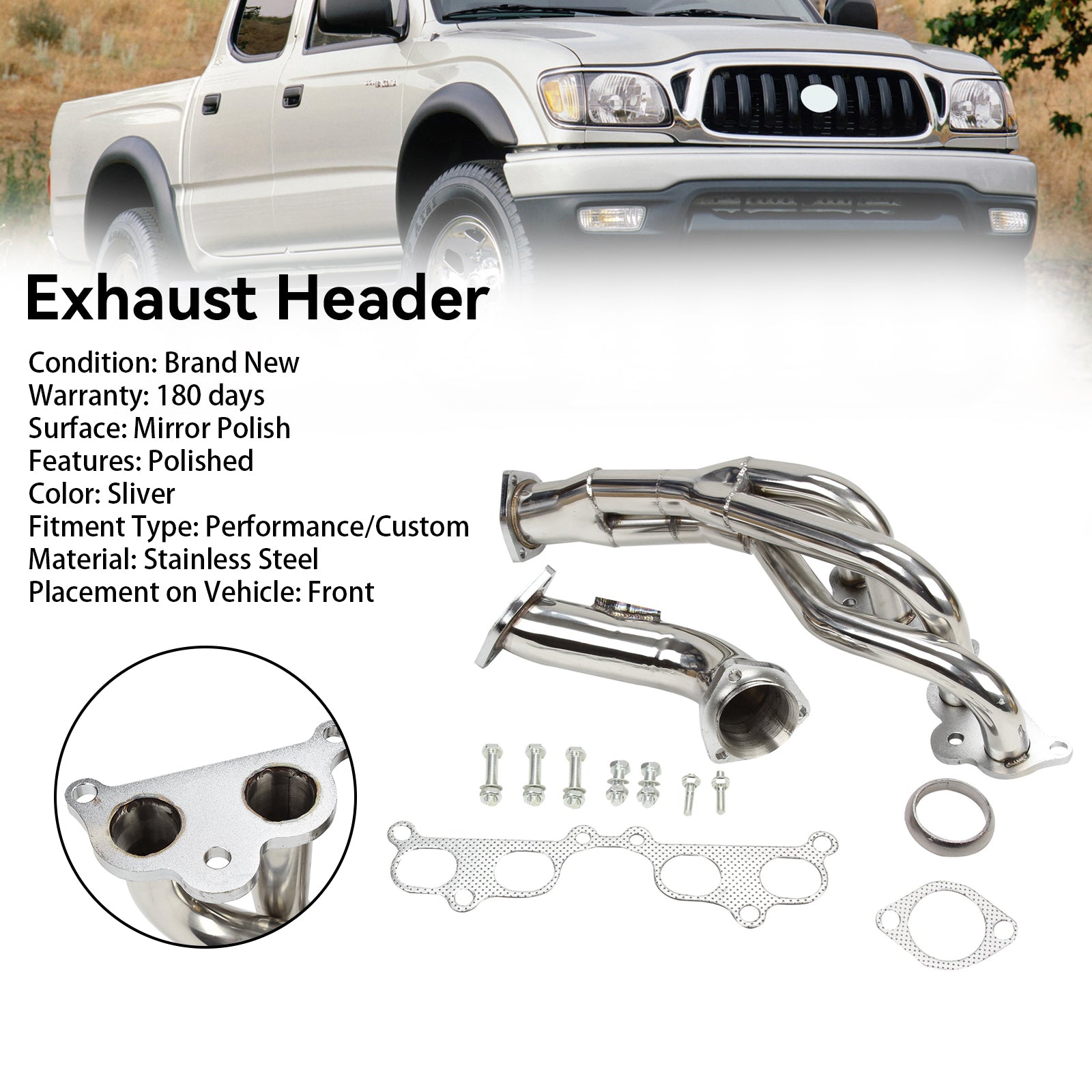 Stainless Steel Manifold Header Fit Toyota Tacoma 2.4L 2.7L L4 1995-2001