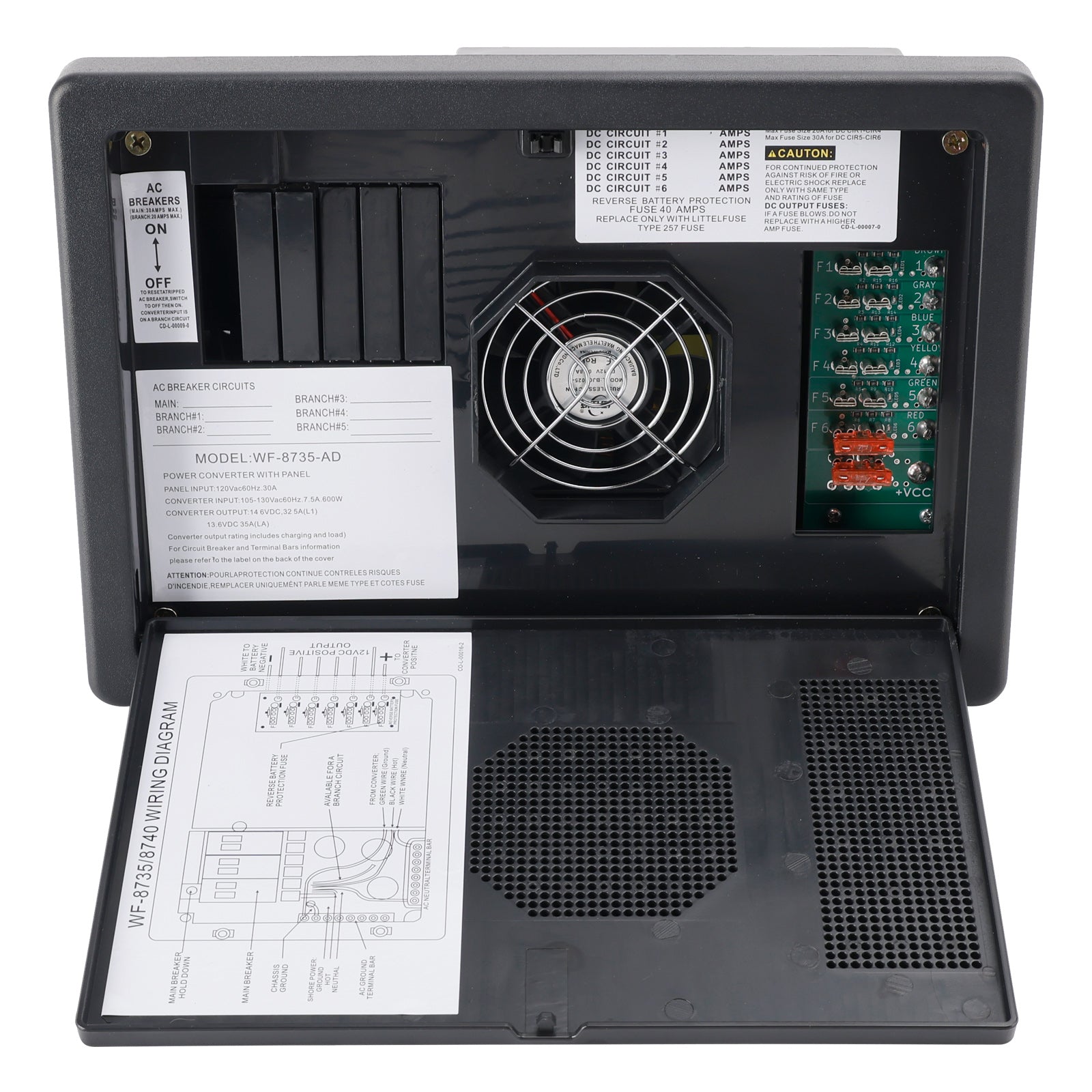 WF-8735-AD RV Converter Charger 30 Amp Power Center Support Auto Detect RV