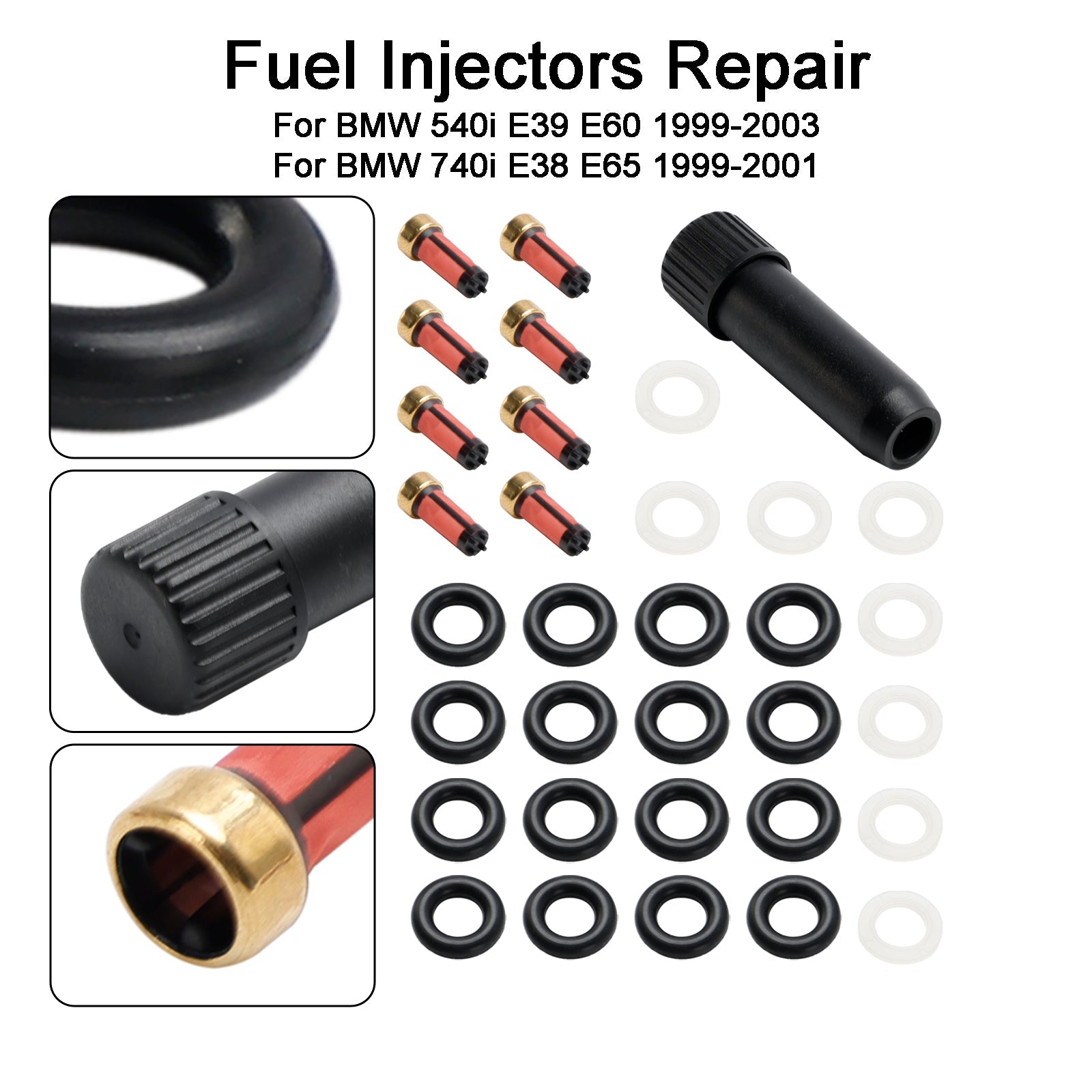 Fuel Injector Repair Seal Kit 0280155823 Fit BMW 540i 740i 740iL V8 FJ754