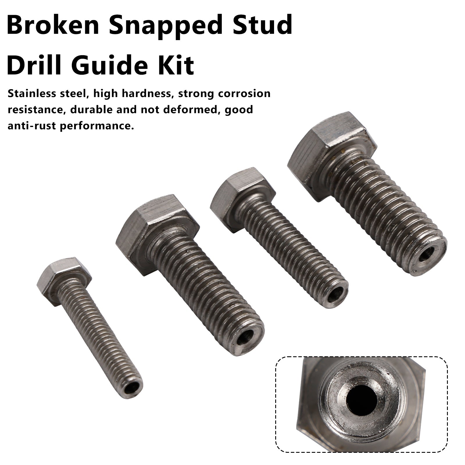 Stainless Steel M6 & M8 & M10 & M12 Broken Snapped Stud Drill Guide Kit 4PCS