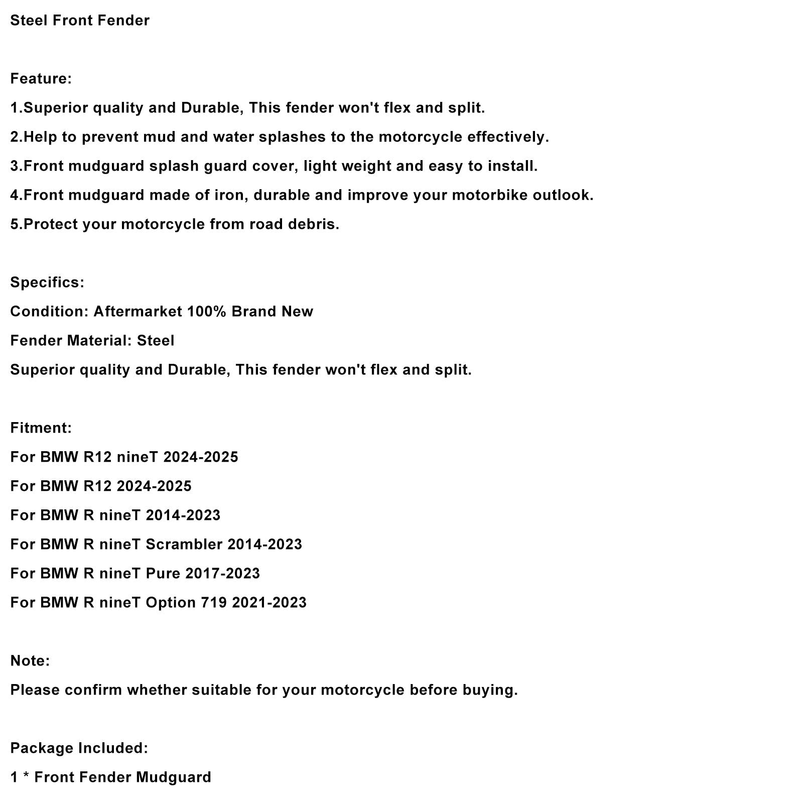 Steel Front Fender For BMW R12 nineT R nineT Scrambler Pure Option