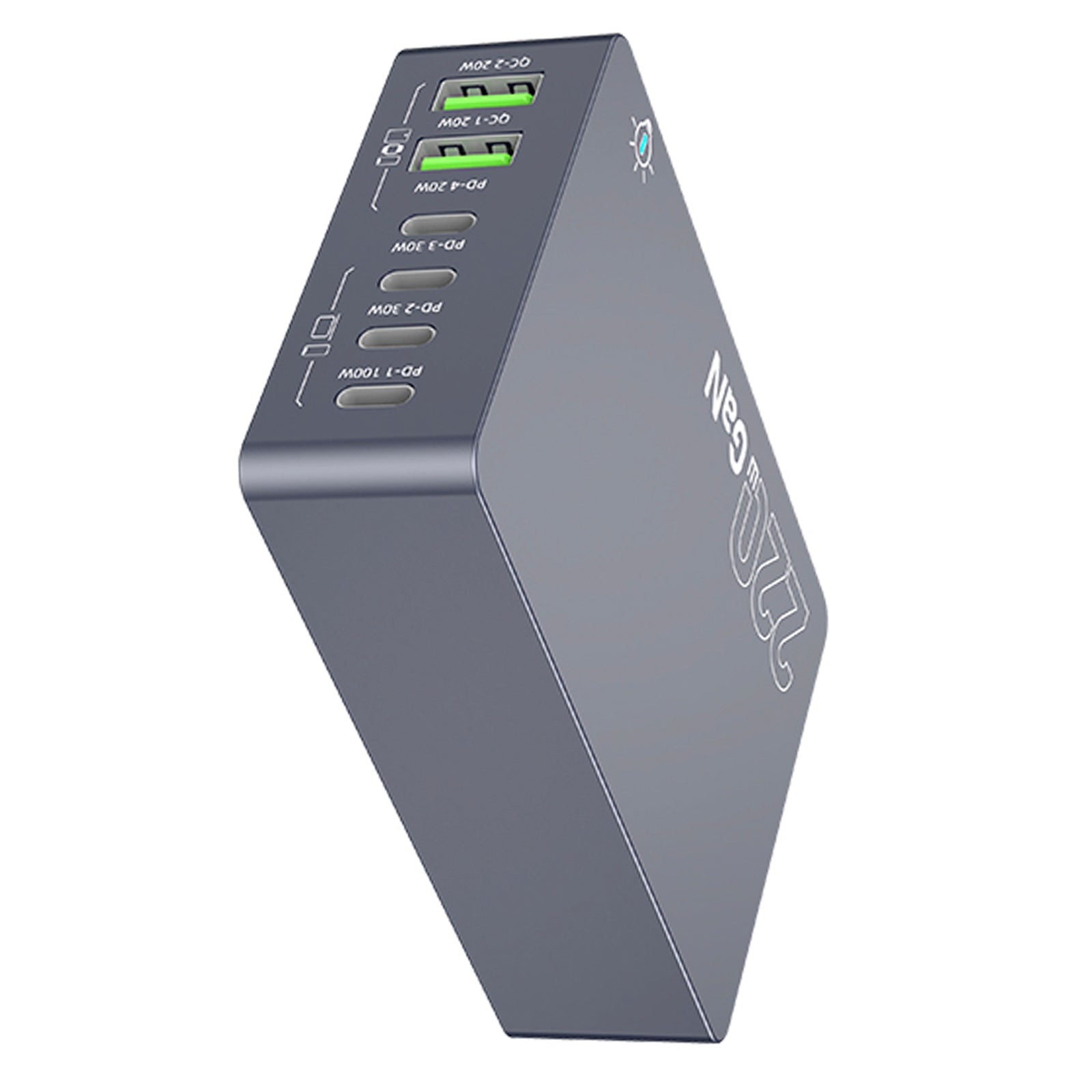 F8A Desktop Charging Station USB 6-Port Fast Charger PD100W Charging Stand Smart Charger EU Plug