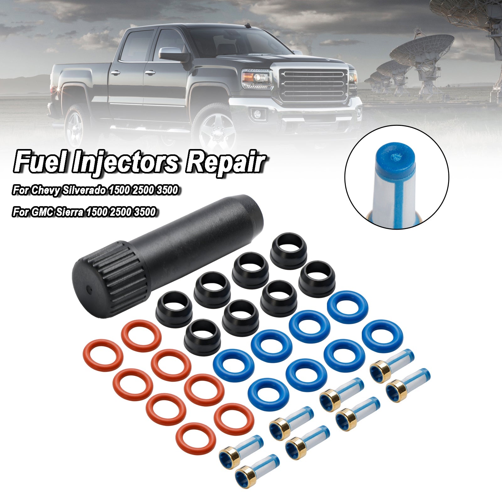 Fuel Injector Repair Seal Kit Fit Chevy Silverado Fit GMC Sierra 1500 2500 3500