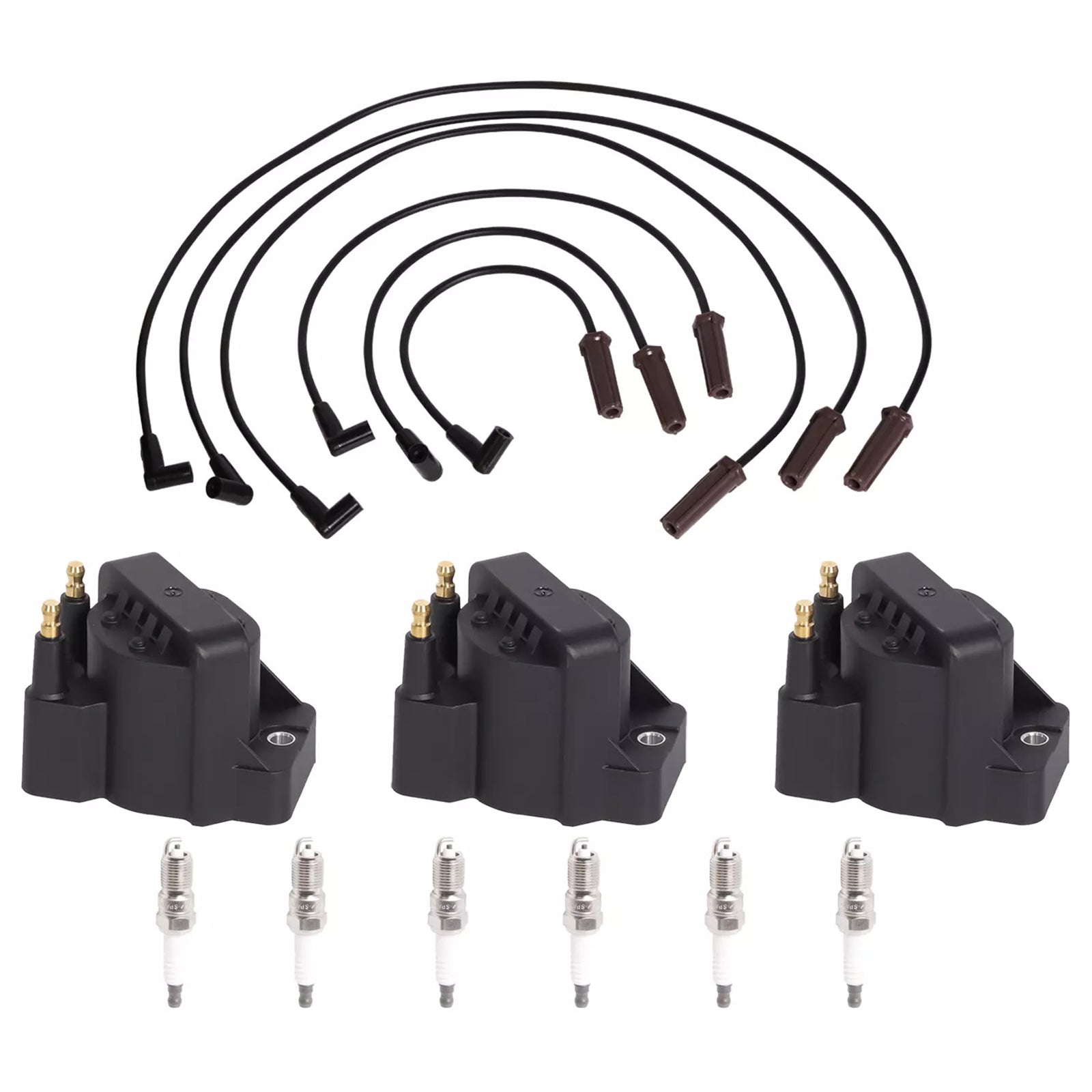 6x Spark Plug+3x DR39 Ignition Coil +6x Wires For Buick Lucerne 3.8L 96-08