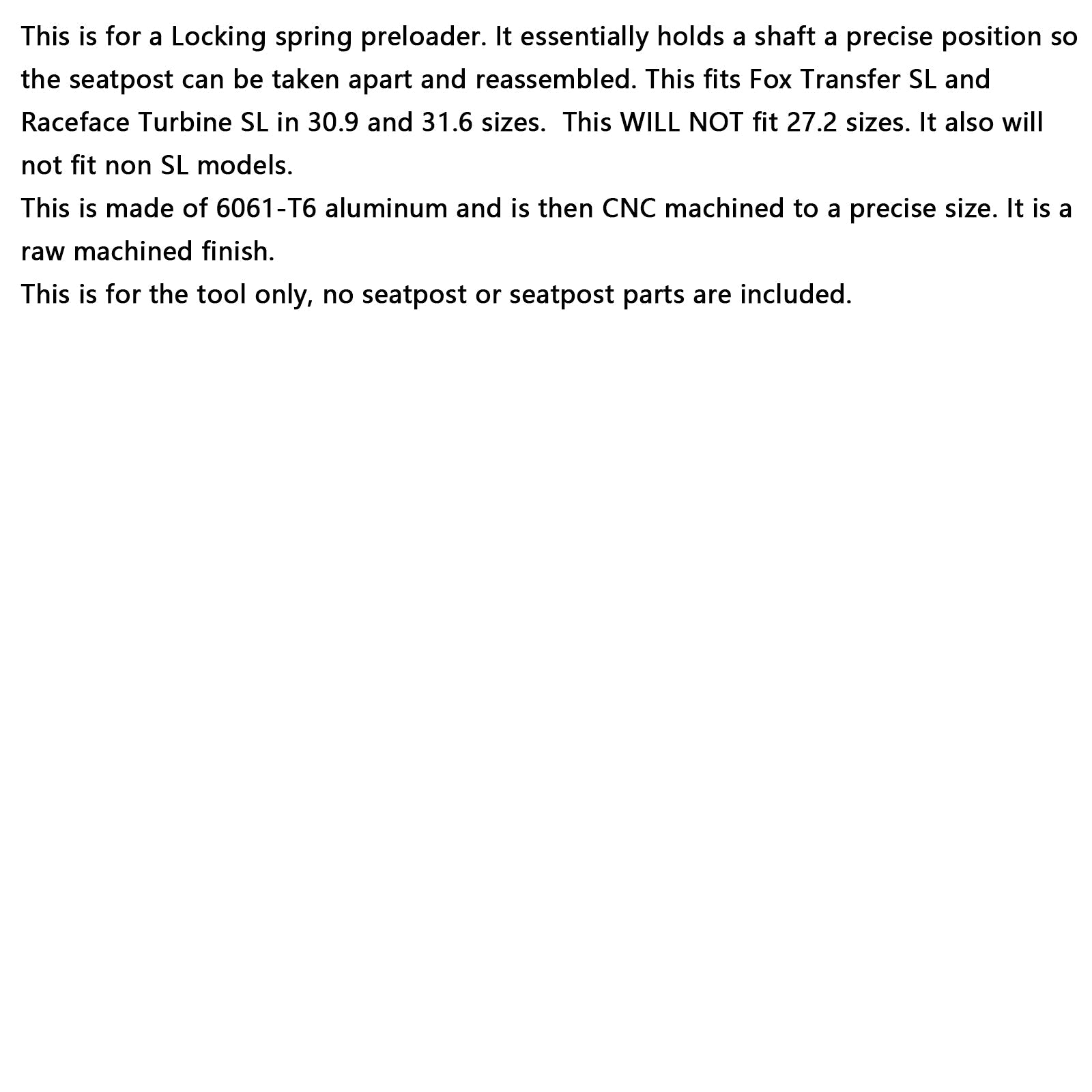 Turbine Locking Spring Preloader tool #398-00-935 Seat post for fox/Raceface