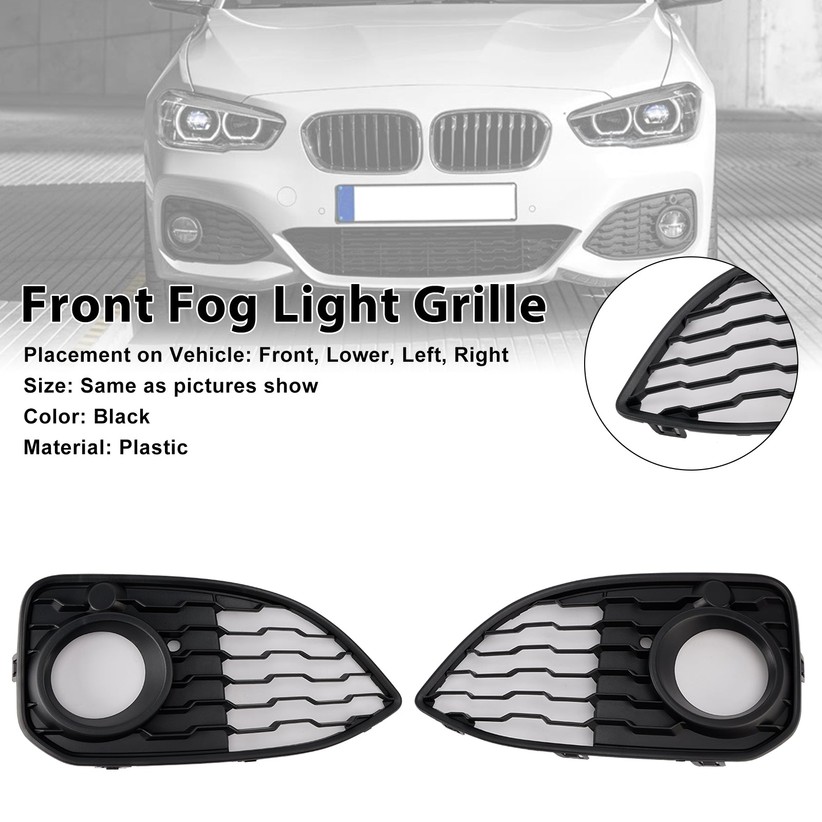 2015-2019 BMW 1 Series F20 F21 LCI M-Sport 2PCS Fog Light Cover Grille