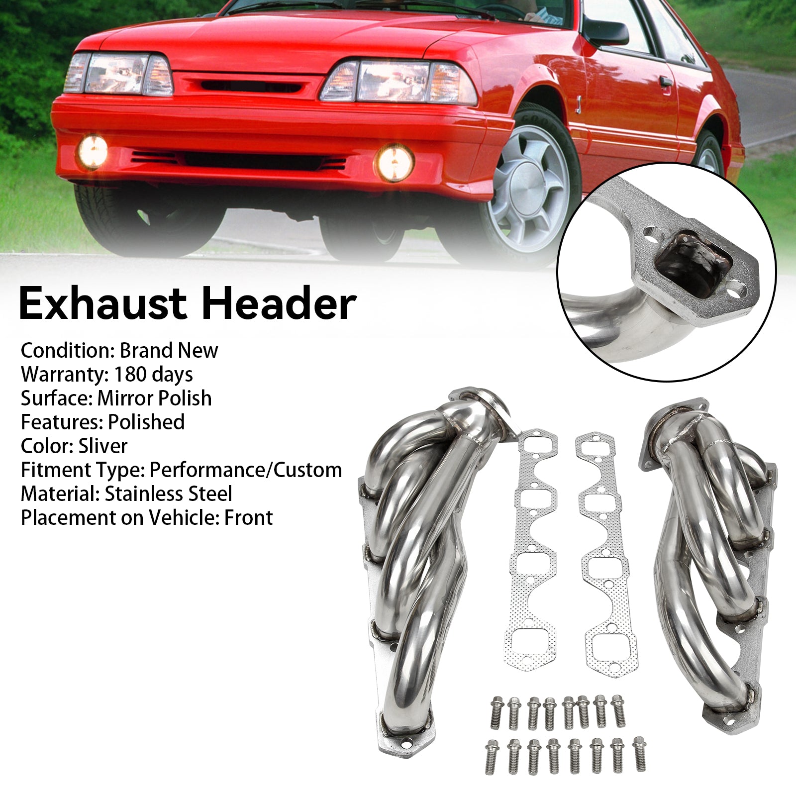 Stainless Steel Exhaust Manifold Headers Fit Mustang 5.0 V8 GT/LX/SVT 1979-1993