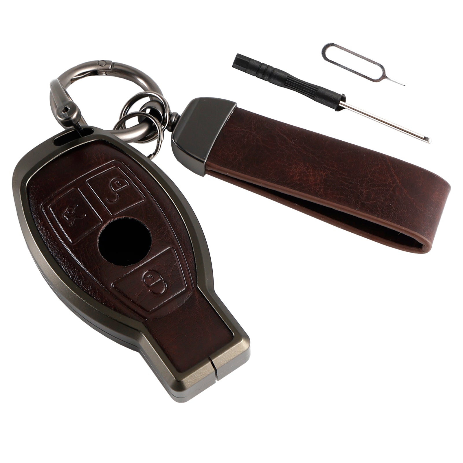 Benz GLC GLK CLS GLA CLA AMG Alloy Aluminum TPU Car Key Brown Case Cover