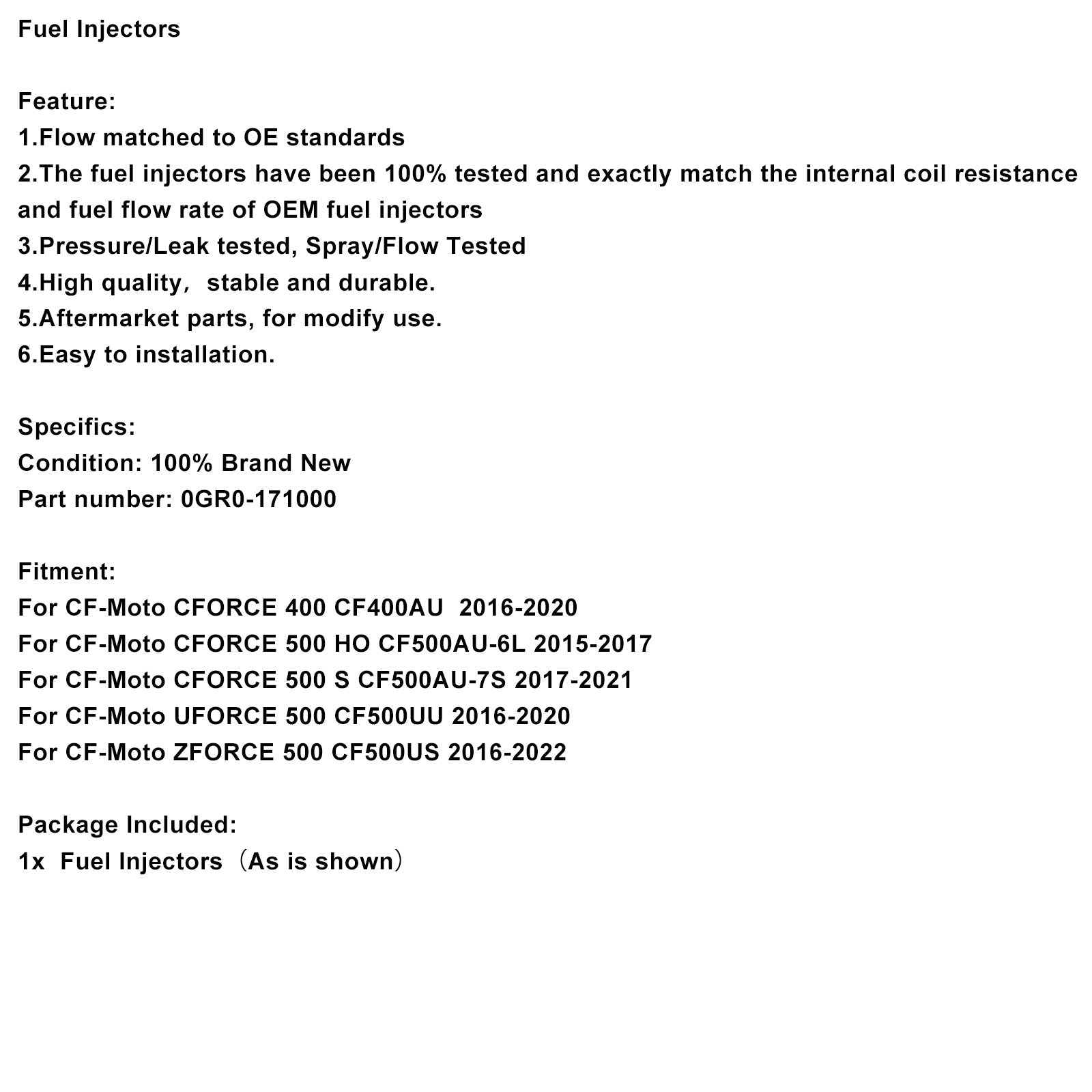Fuel Injectors Fit for CF-Moto CFORCE 400 500 ZFORCE UFORCE CF500 0GR0-171000
