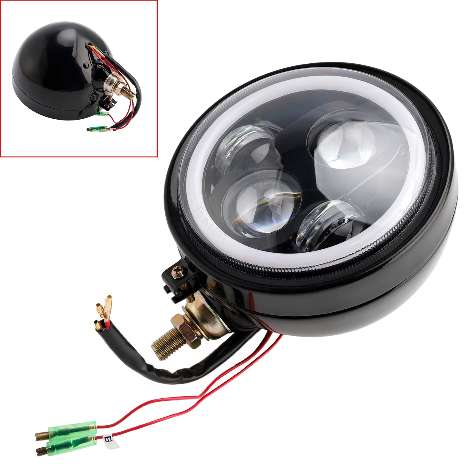 5.75" Headlight Lamp Spotlight Universal 4-Bulbs Fits For Motorcycle