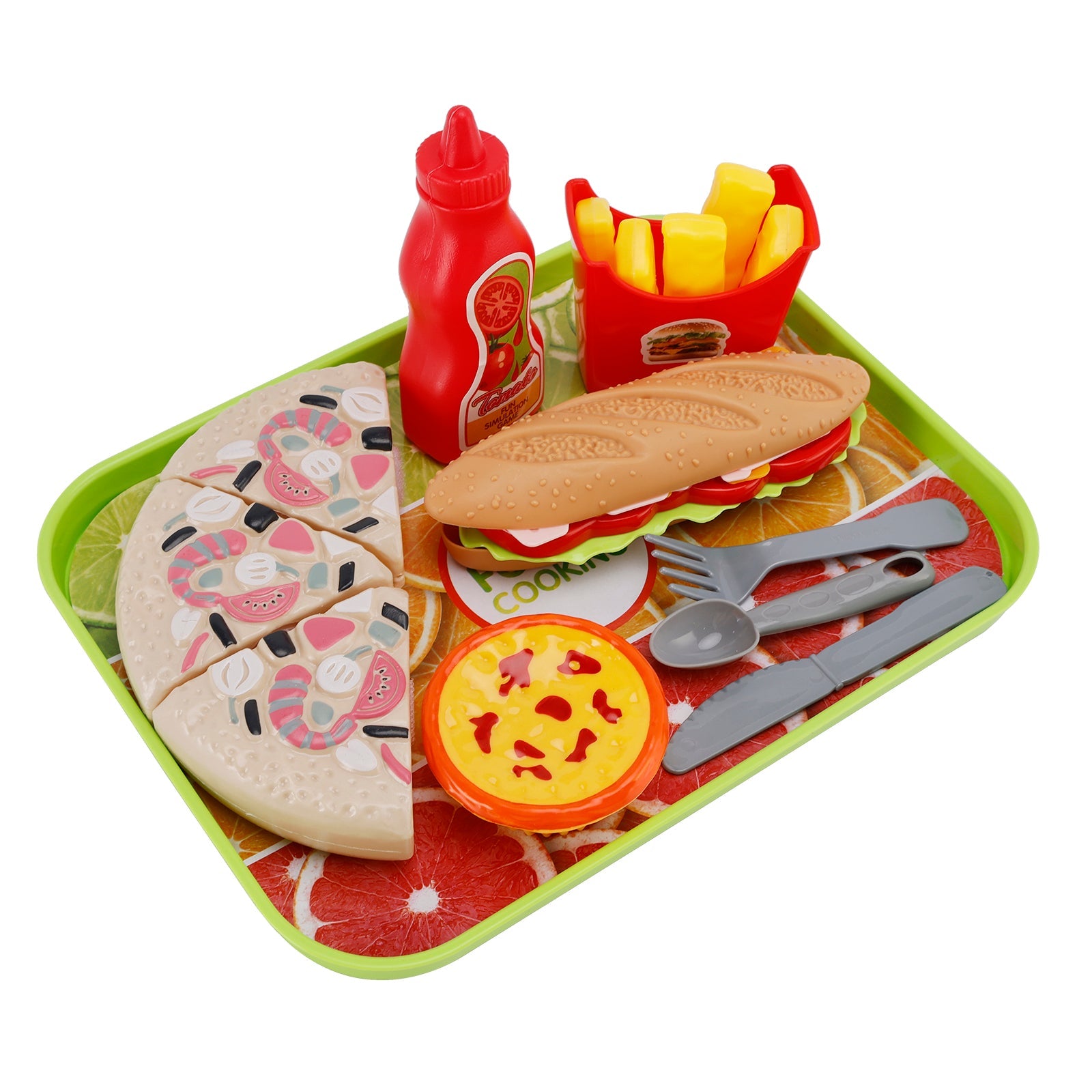 Pizza Egg Tart Hot Dog Fries Play Food Kitchen Set Children Toy Set For Kid