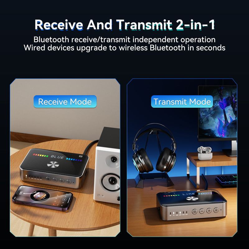 5.3Bluetooth Receiver NFC Bluetooth Adapter Coaxial Fiber Optic HIFI Transmitter