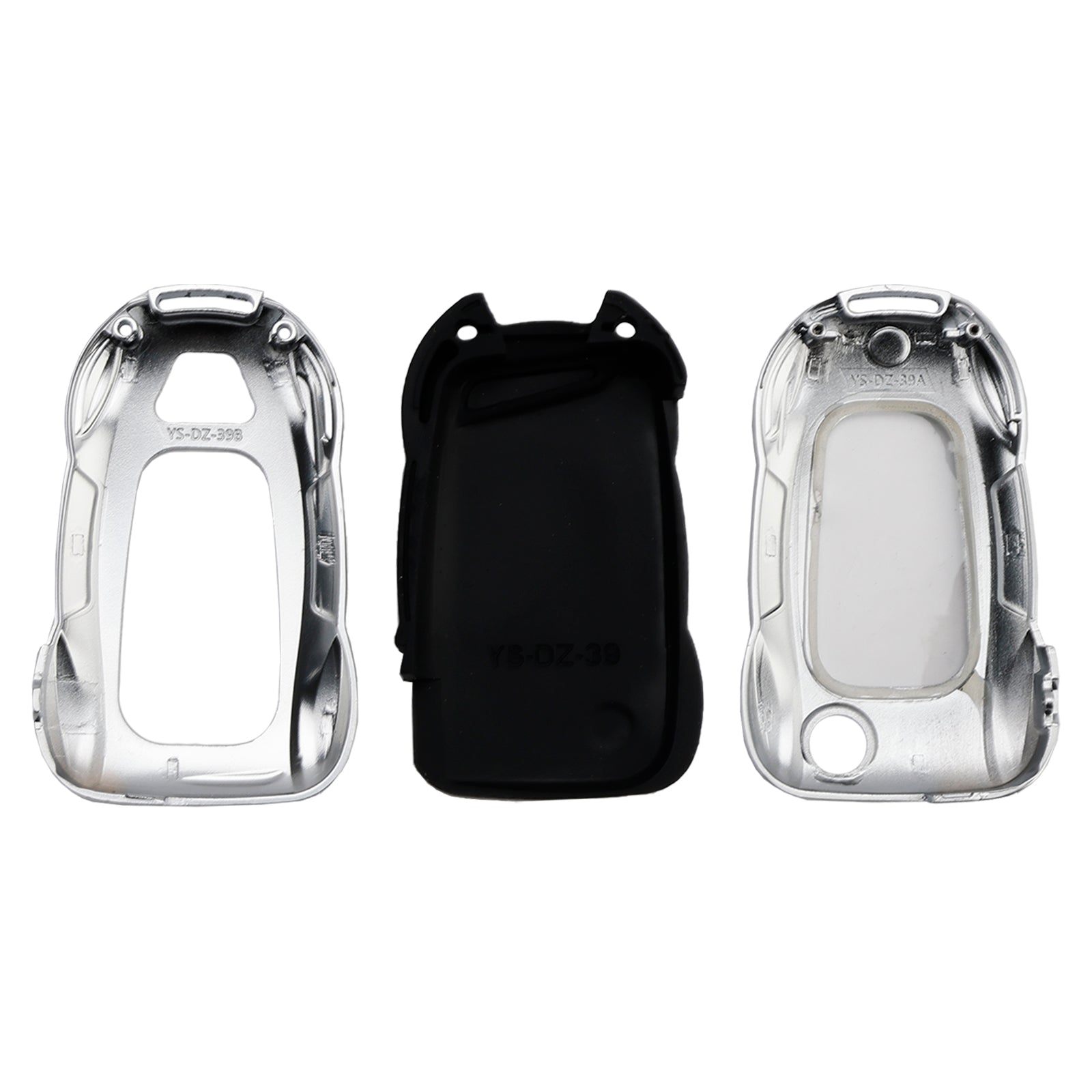 VW Polo Skoda Leather Alloy Zinc Car Key Silvery Case Cover