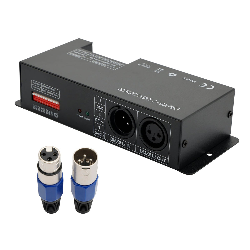 4 Channel DMX 512 Decoder RGBW PWM Dimmer Driver LED Strip Light Contr