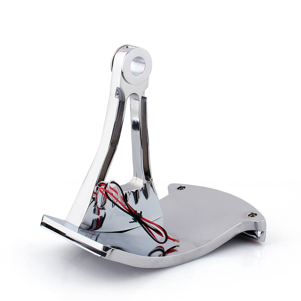 Side Axle Mount Chrome Billet License Plate Bracket Taillight Led Fit Harley