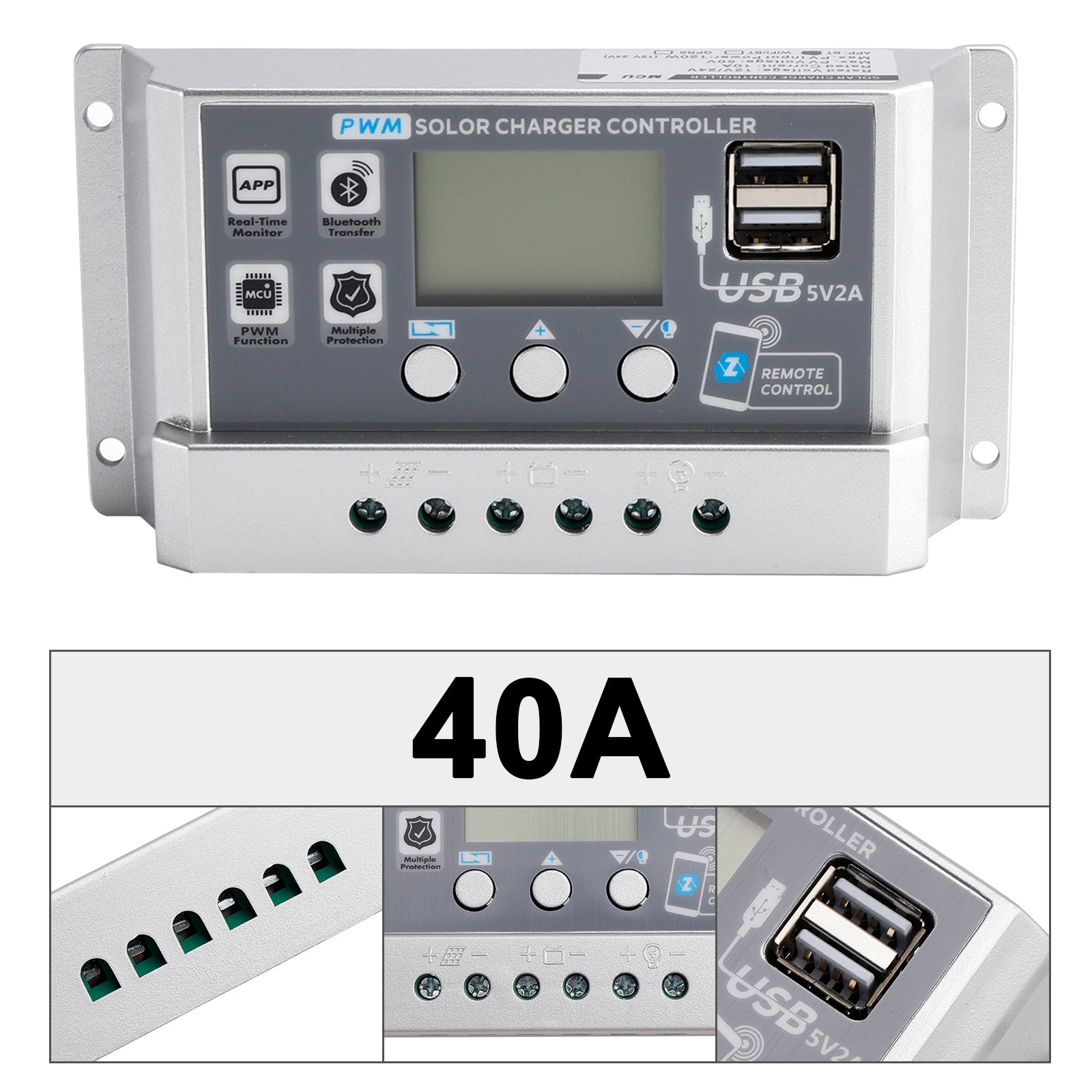 10A-60A PWM Solar Controller Mobile APP Intelligent Control Solar Controller