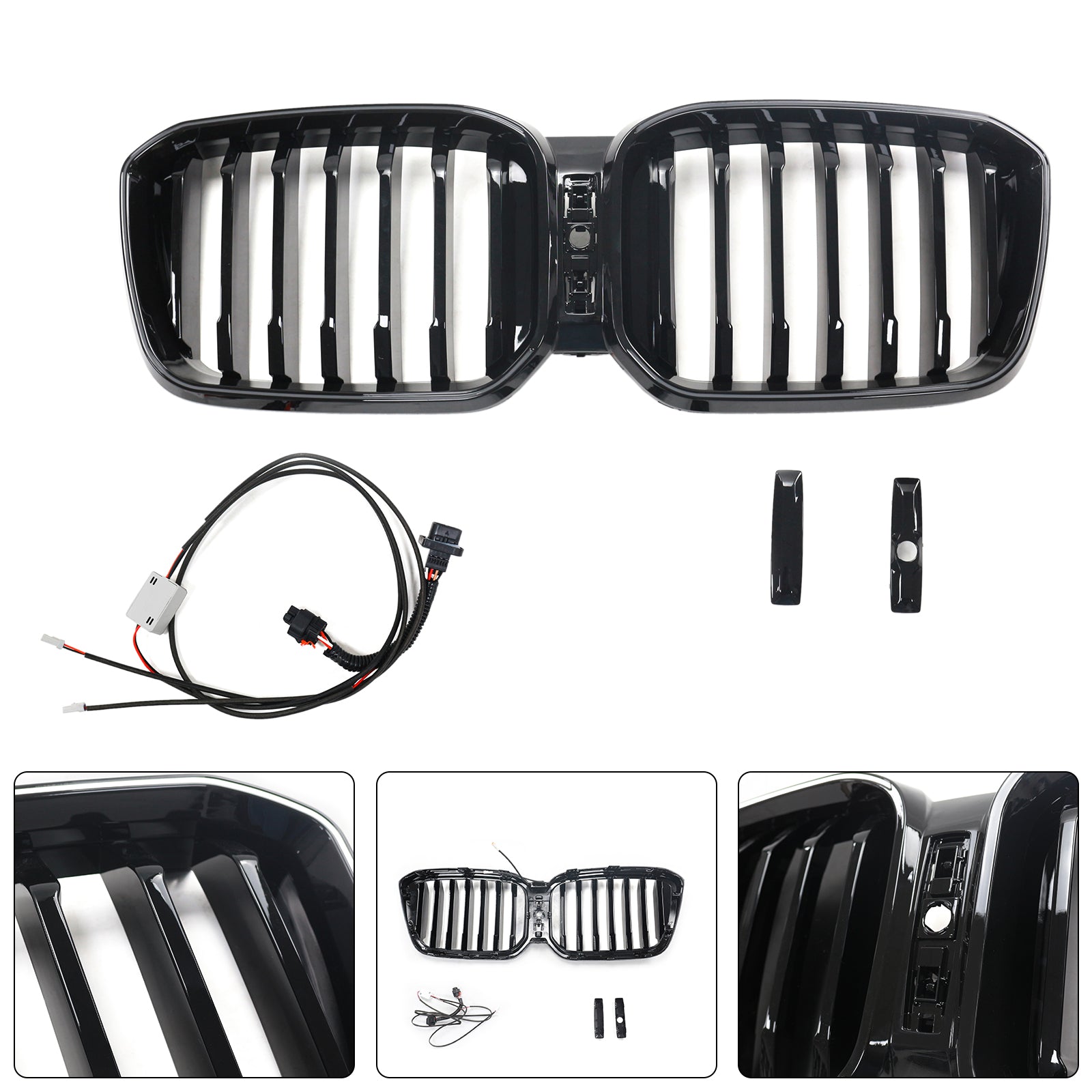 Glossy Black Front Bumper Kidney Grille Fit BMW X3 G01 X4 G02 2022-2025