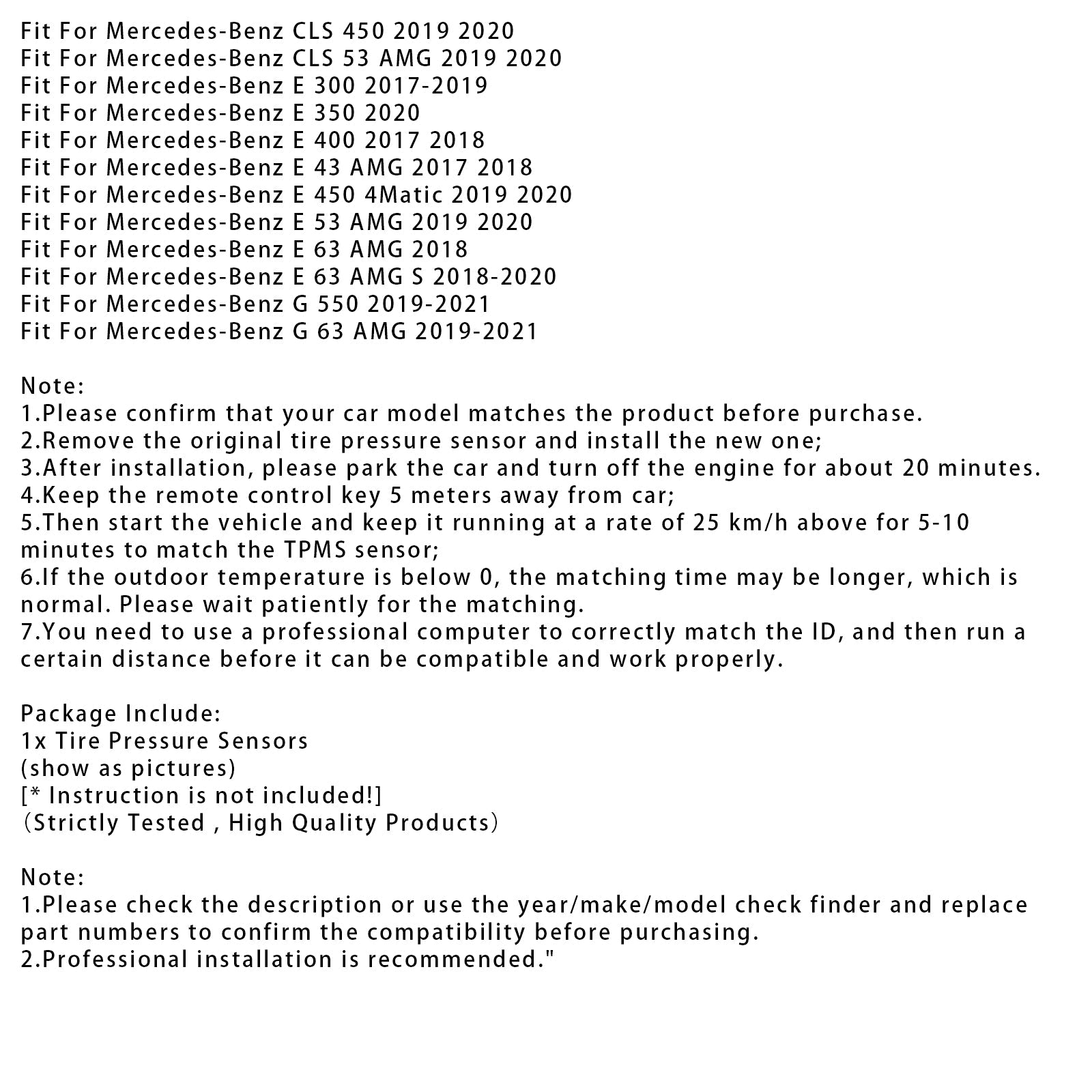 1X TPMS Tire Pressure Sensor For Mercedes-Benz A E Class W213 A0009052102