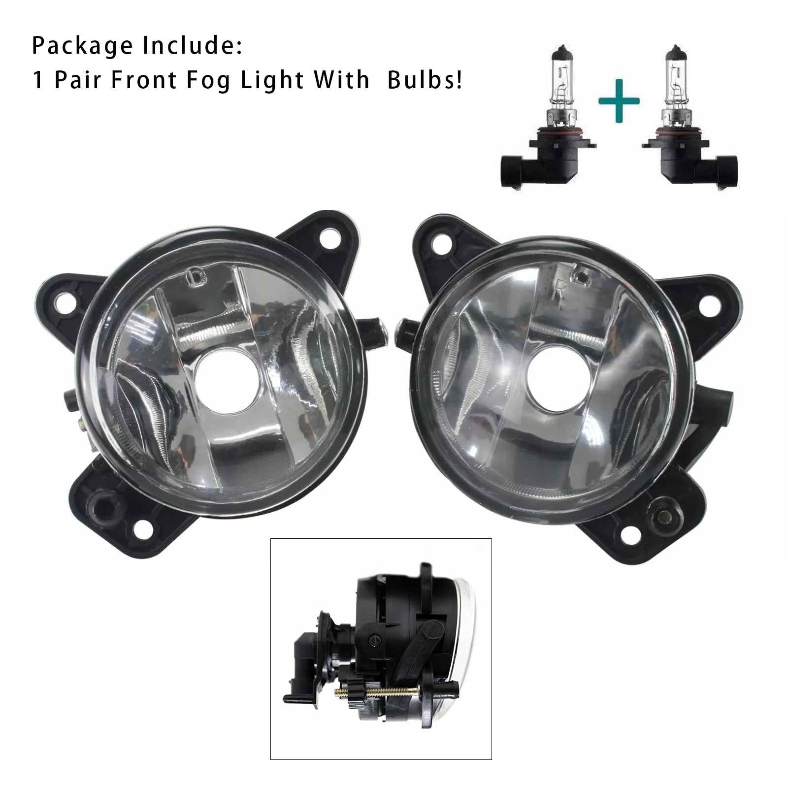 Pair Front Fog Light With Bulbs For VW Transporter T5 & Caravelle 2003-2010