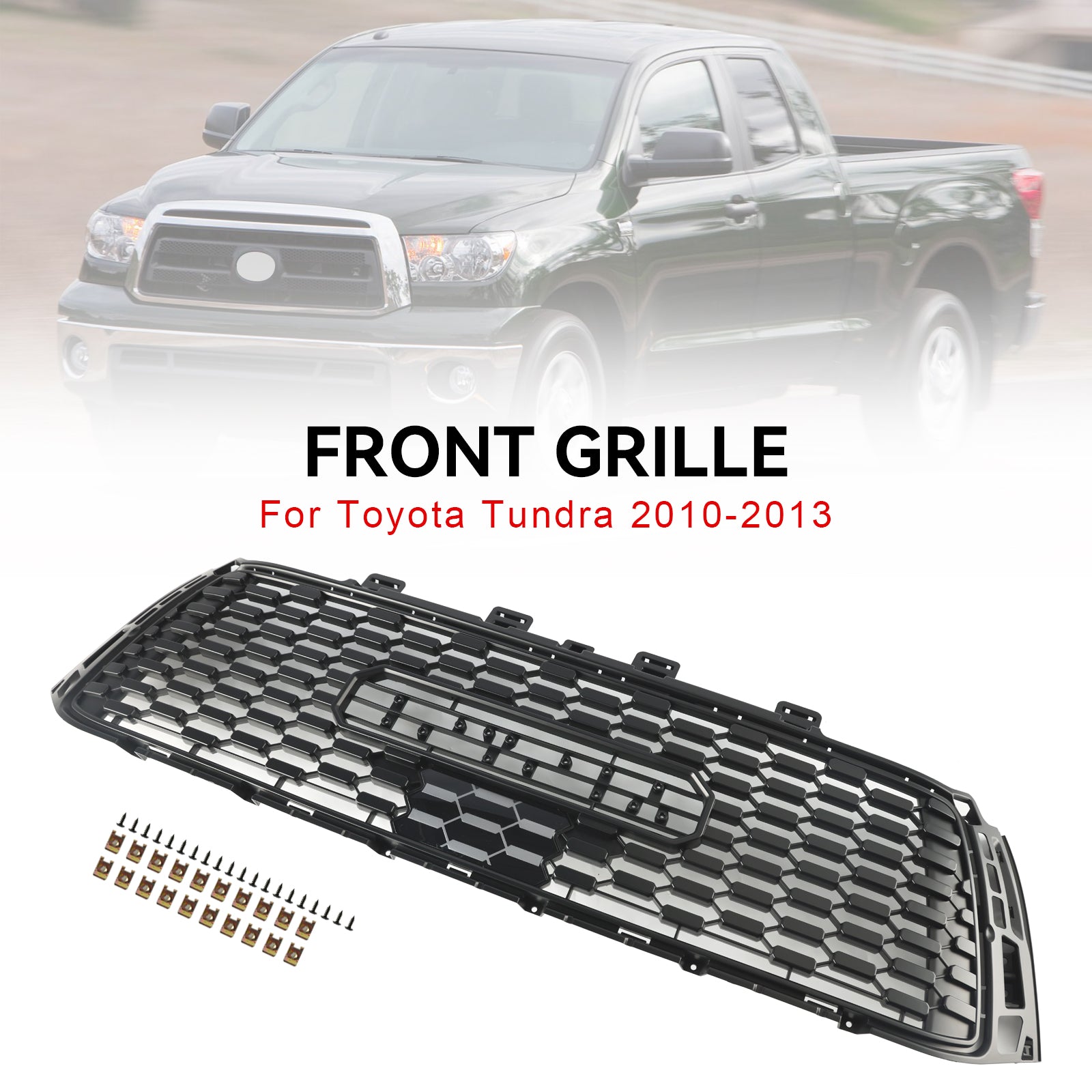2010-2013 Toyota Tundra TRD PRO Honeycomb Front Bumper Grill Grille Black Generic