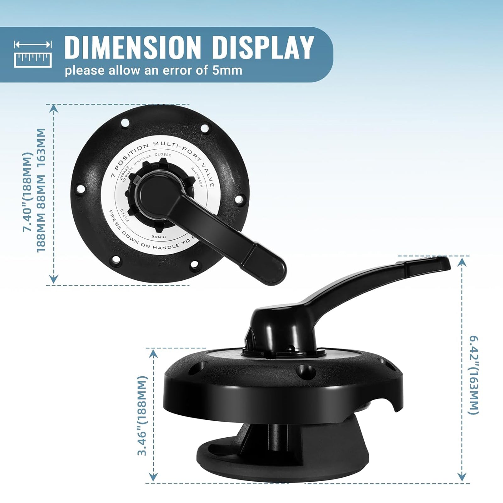 Multi-Port Valve Top 600-9600B For Waterways Sand Filter Valve
