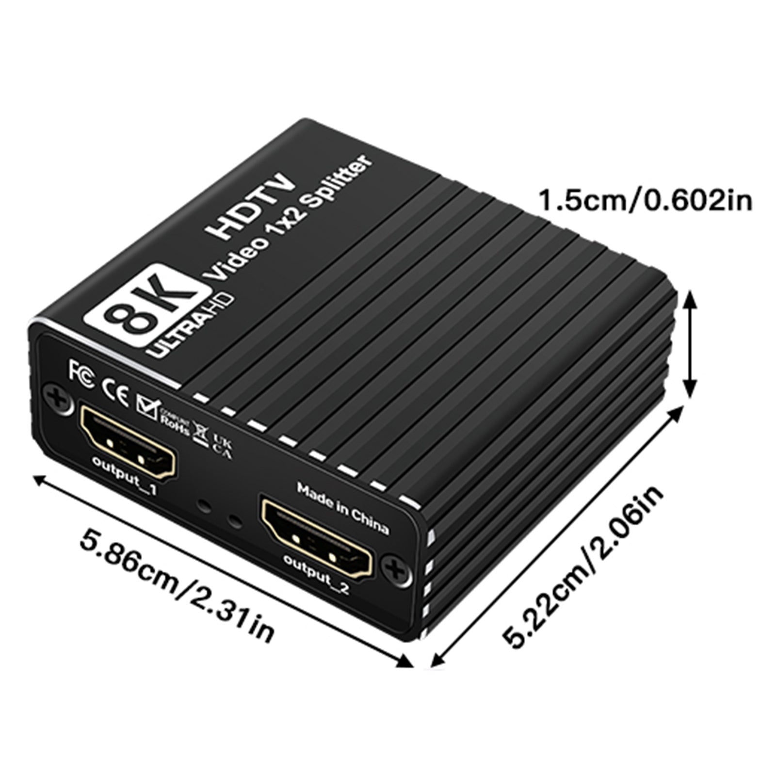 8K HDMI 1 to 2 Splitter HD2.1 8K60hz/4K120hz/1080P240hz with EDID Splitter 1x2