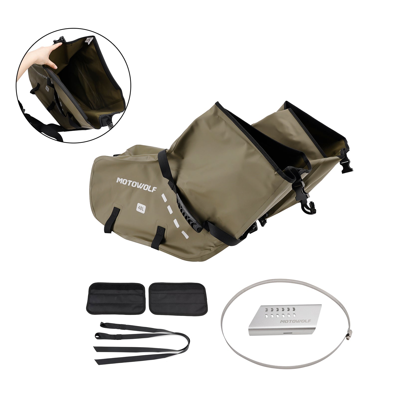 Side Tail Bag Saddlebag Color Matching Luggage 86L Green For Scooter Motorcycle