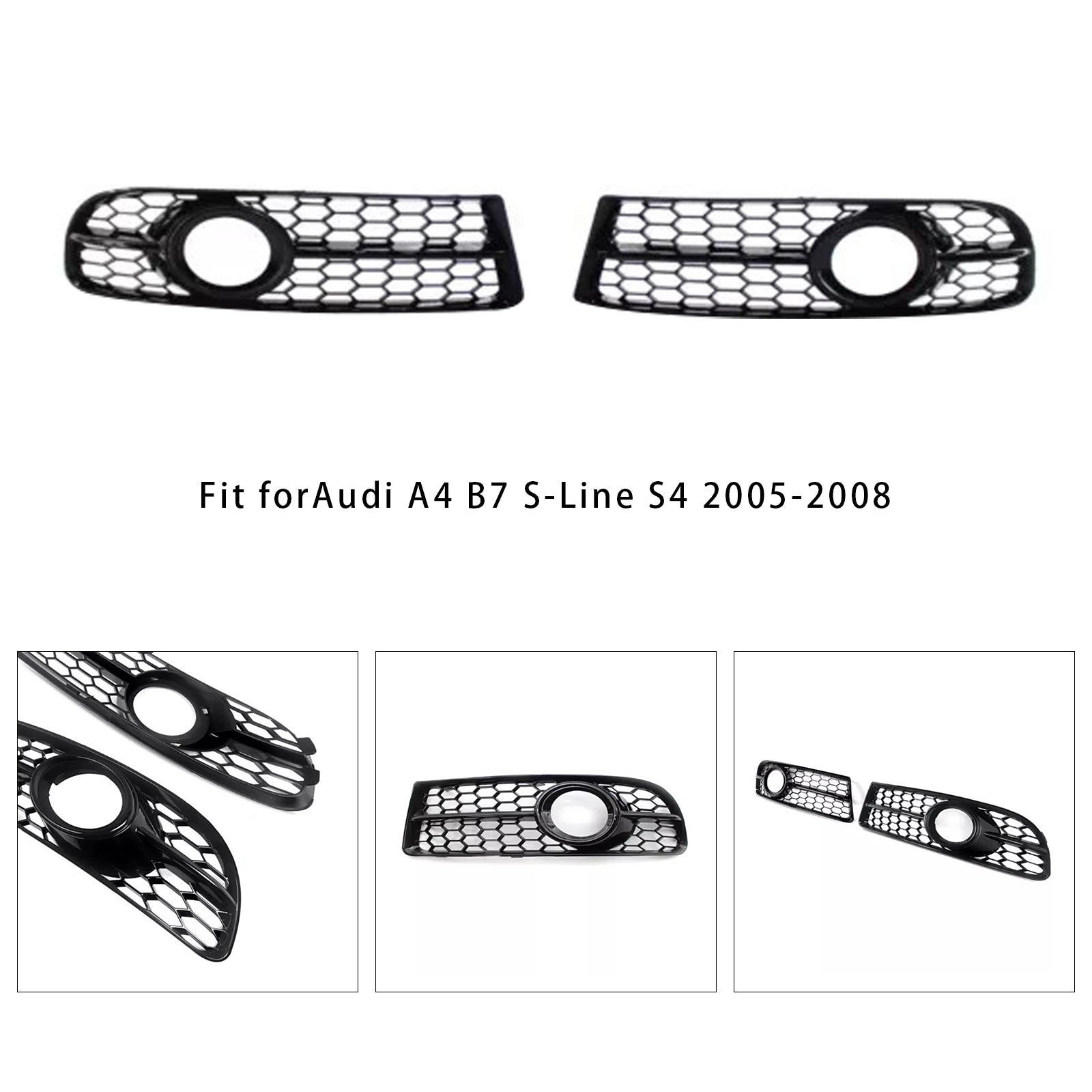 2005-2008 Audi A4 B7 S-Line S4 Front Bumper Honeycomb Fog Grille Cover