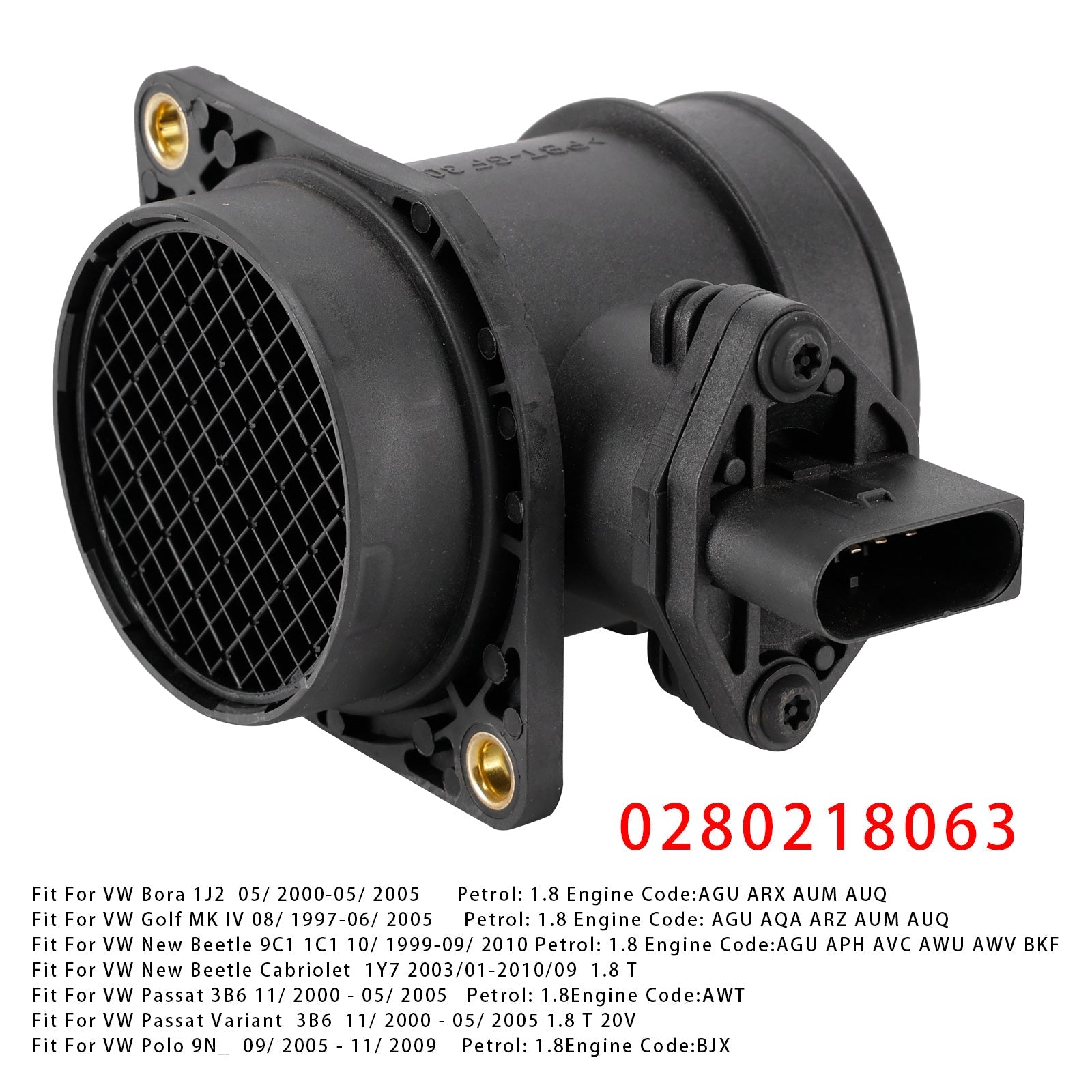 Mass Air Flow Meter Sensor For Audi A4 TT VW Golf IV Bora 1.8T 0280218063