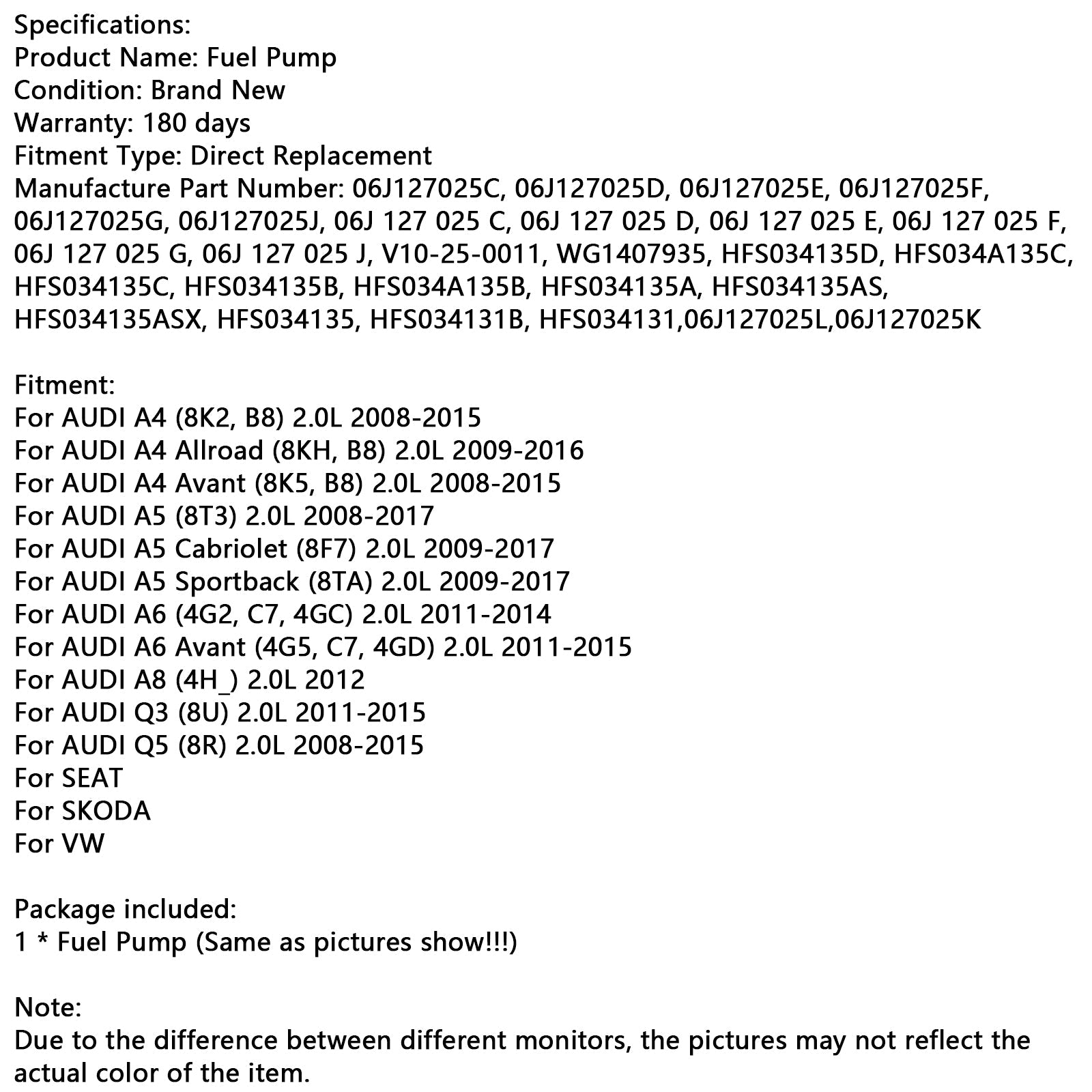 SKODA High Pressure Pump Fuel Pump 06J127025E