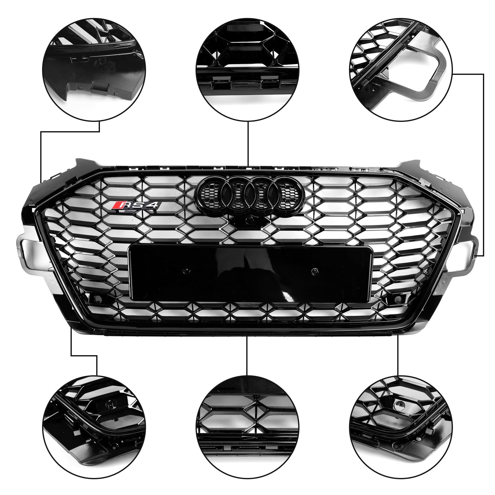 أودي A4 S4 B9.5 2020-2022 RS4 Style Front Bumper Grill Grille 8W0853651D