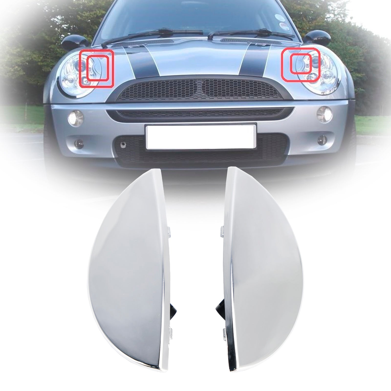 2PCS L+R Headlight Washer Cover 63126922155 For Mini Cooper R50 R52 R53