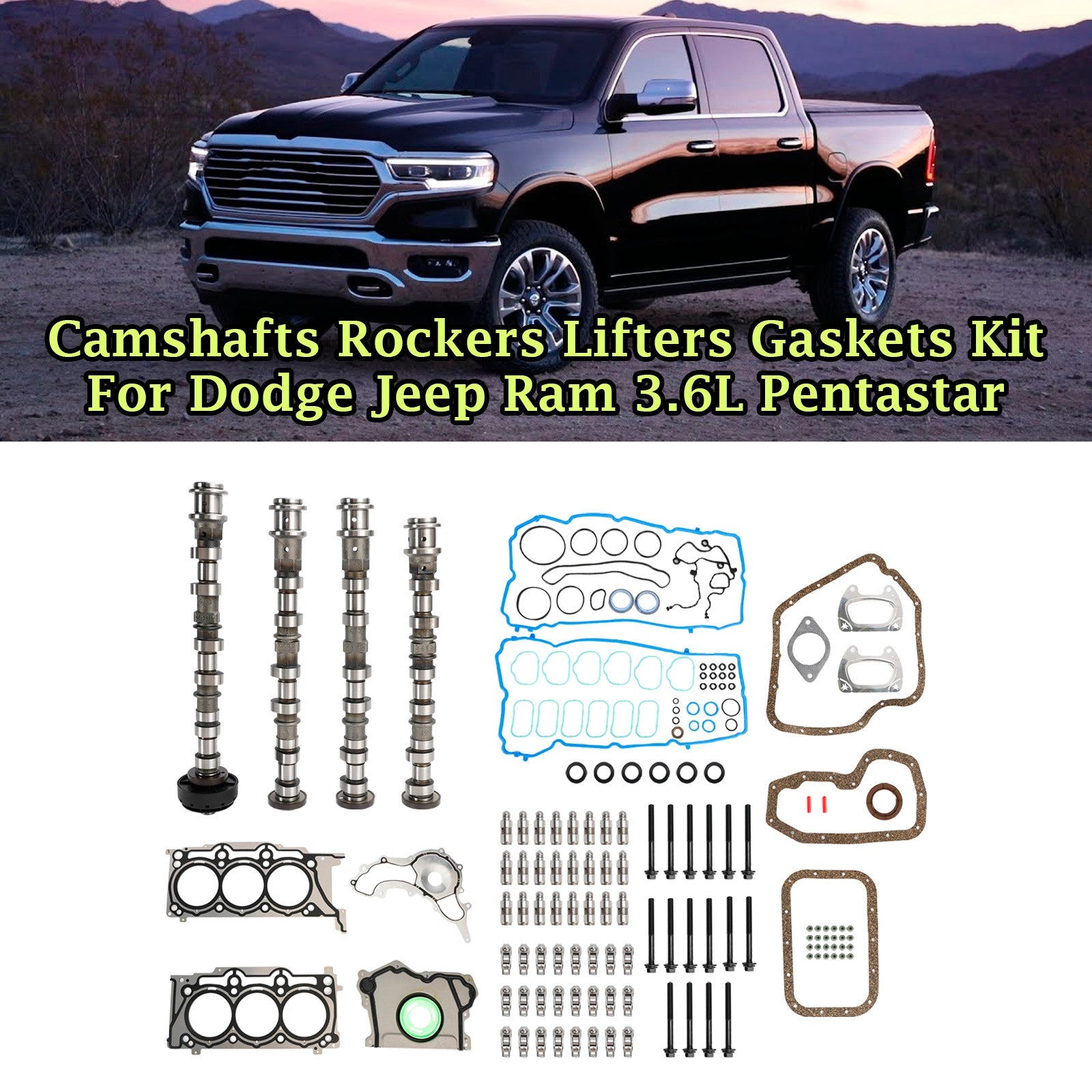 2011-2015 Dodge Durango Jeep Grand Cherokee 3.6L V6 Árboles de levas Rockers Lifters Kit de juntas