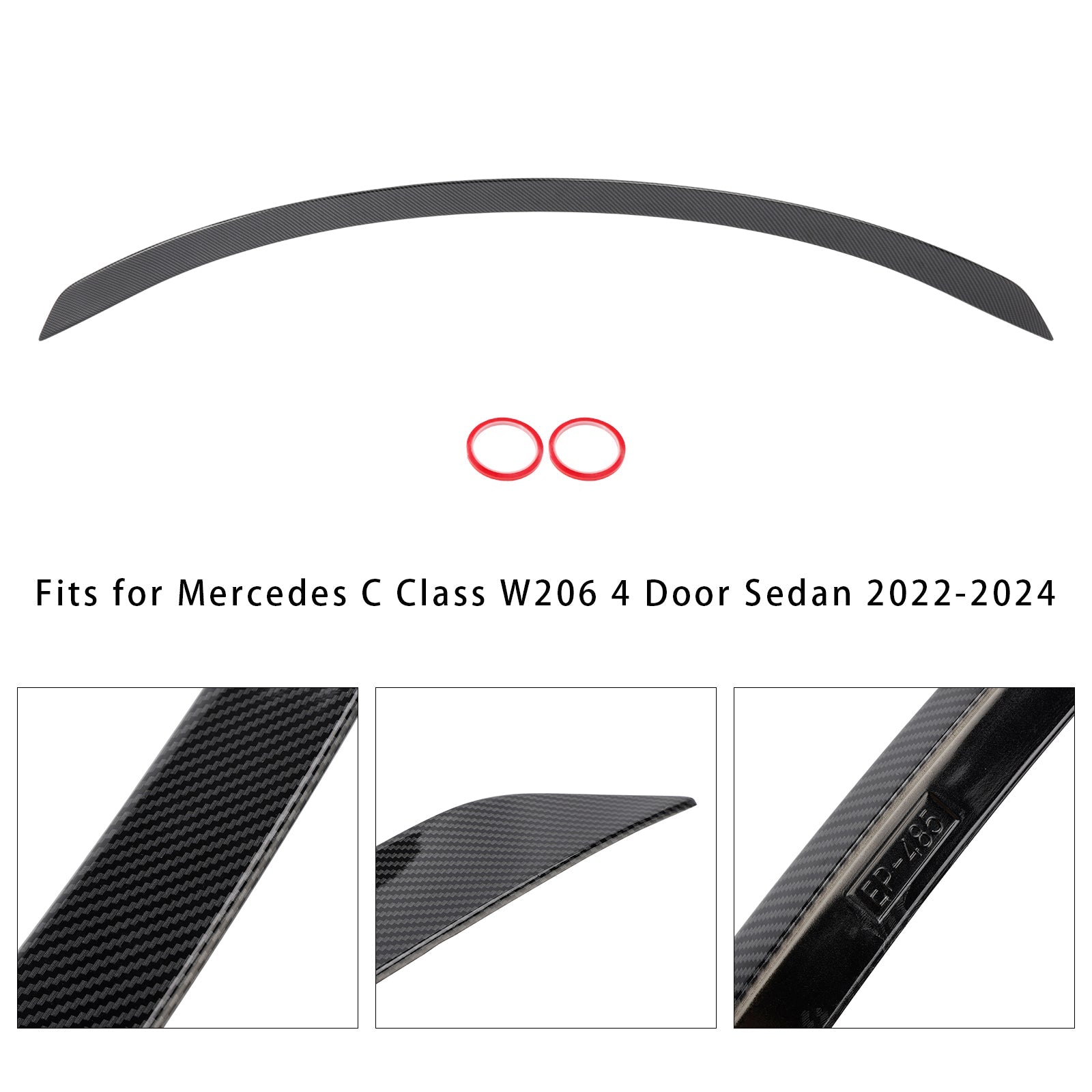2022-2024 Benz W206 C63S Style Carbon Fiber Look Rear Trunk Spoiler Wing