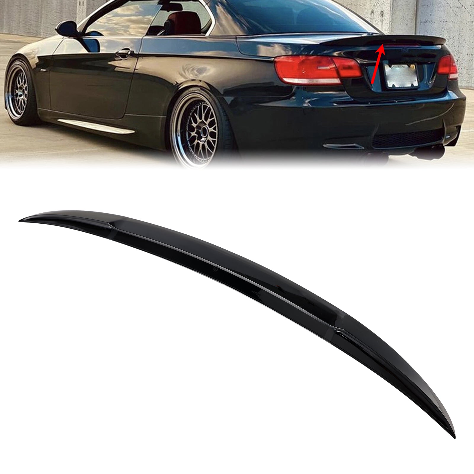 2007-2013  BMW 3 Series E93 2-Dr Convertible/ M3 Convertible Gloss Black Rear Boot Spoiler For BMW 3 Series E93 Convertible