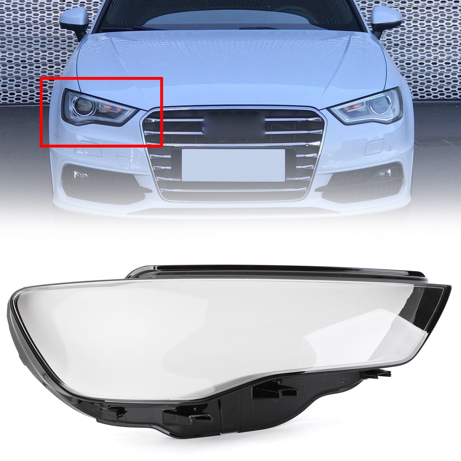 Left & Right Pair Headlight Cover Headlamp Lens For Audi A3 2013-2016 Clear